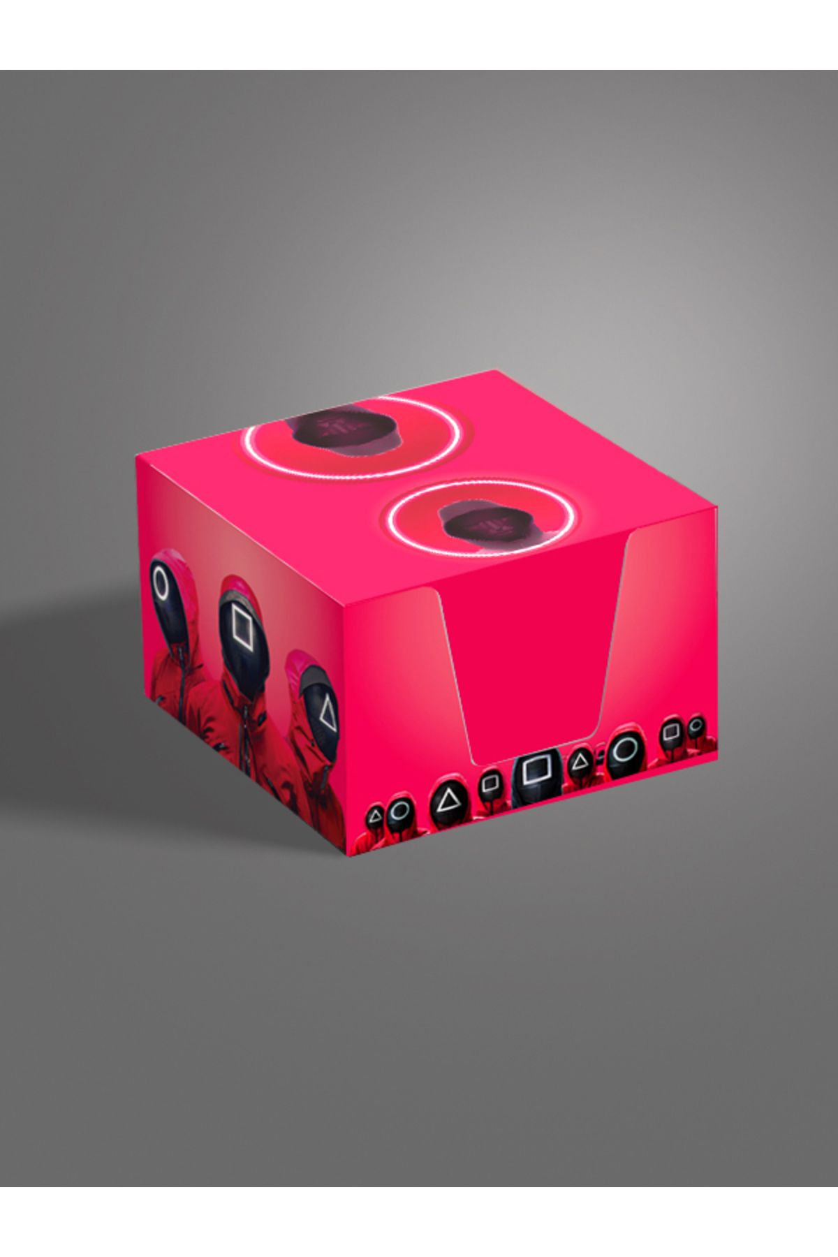 AYKUT OFSET-4Pcs,Squid Game Designed Cube Memo Pad,Boxed Block Note,Note Paper,Note Holder,Cube Note Paper 500, 8X8 2