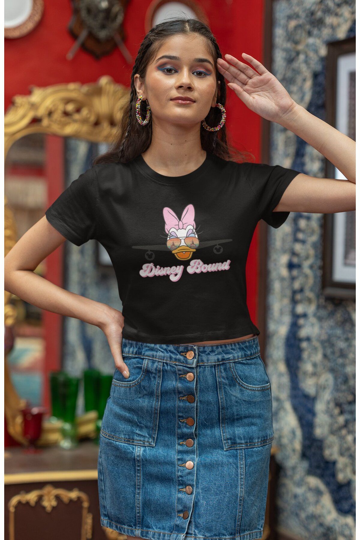 Fuddy Moda Bound Baskılı Crop Top, Kadın Çizgi Film Temalı Crop Bluz