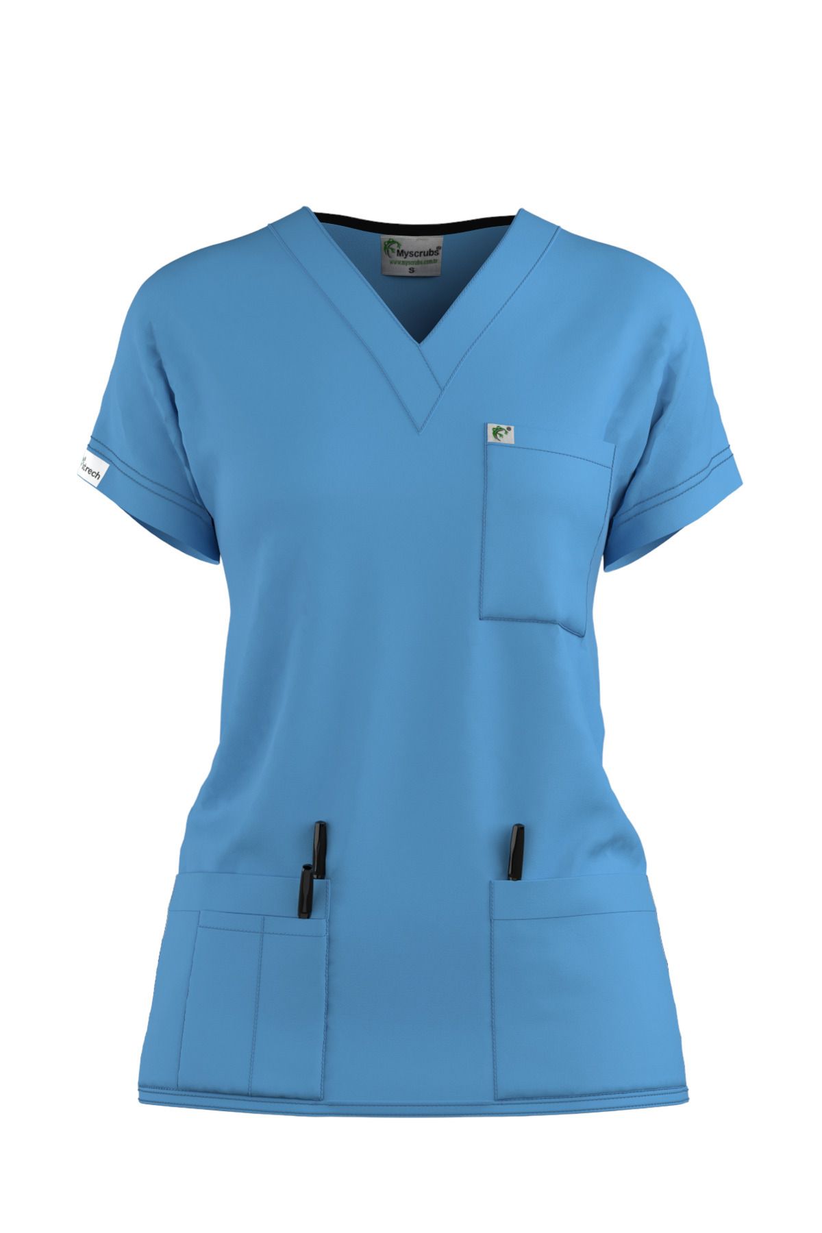 Myscrubs Doktor Hemşire Scrubs Açık Mavi Forma Takım