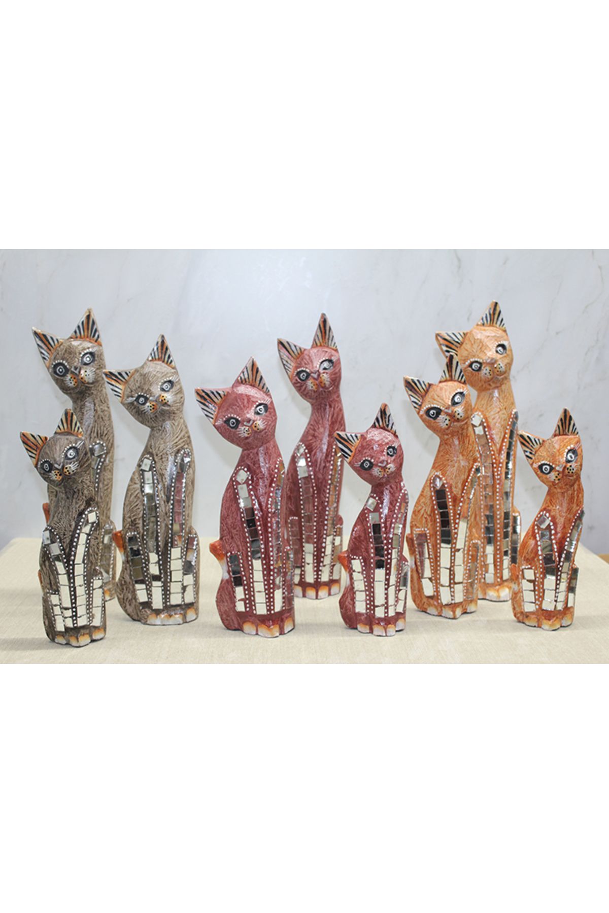 CHKK Ahşap 3'lü Kedi Seti 30 Cm Model 2