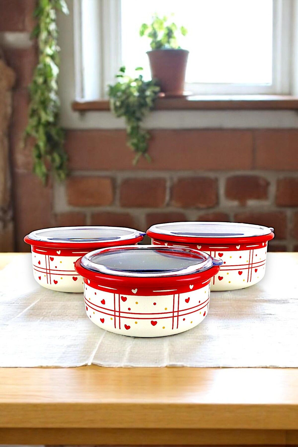 İnci Emaye-No. 14 - 16 - 18 Enameled Storage Container Set of 3 5