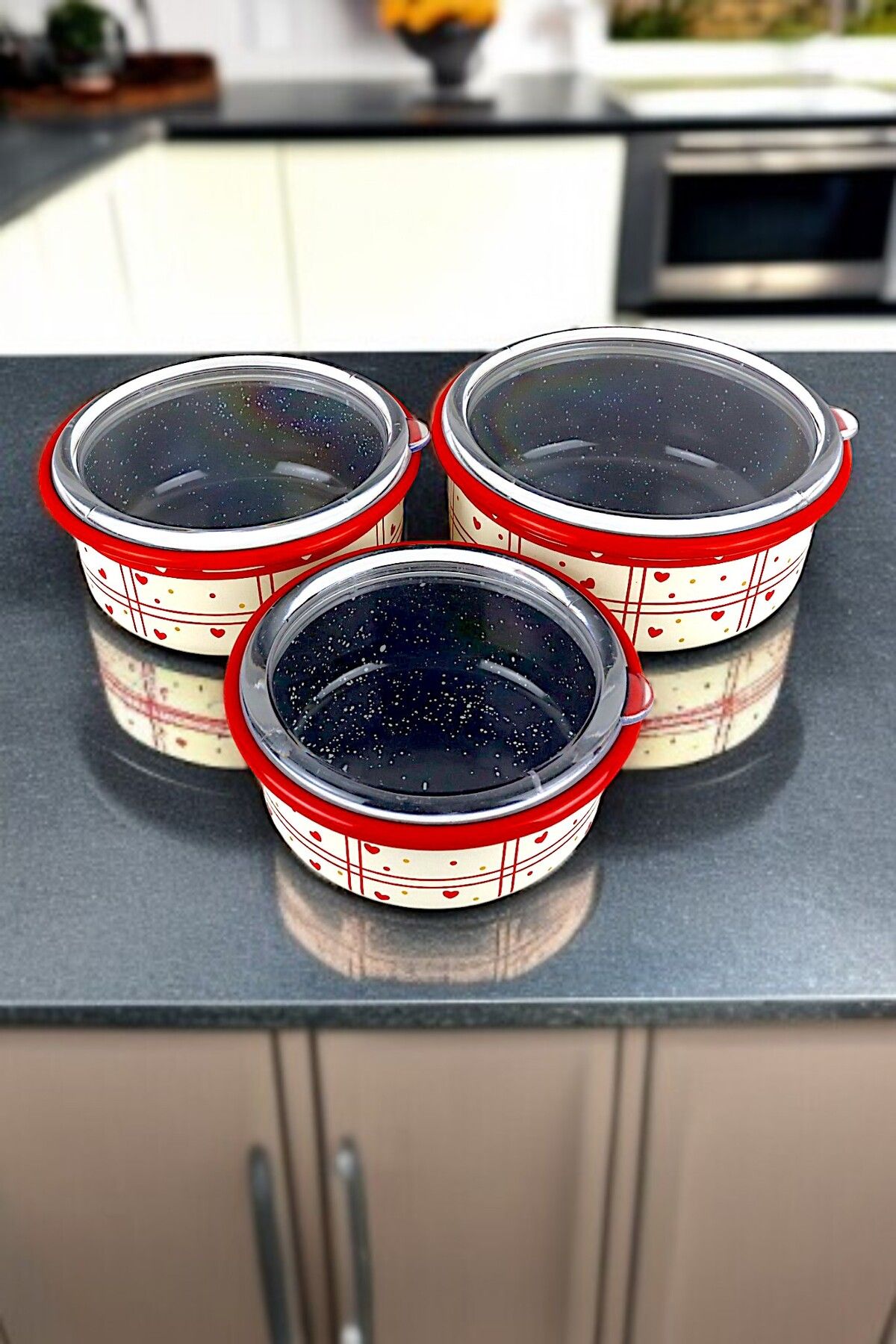 İnci Emaye-No. 14 - 16 - 18 Enameled Storage Container Set of 3 6