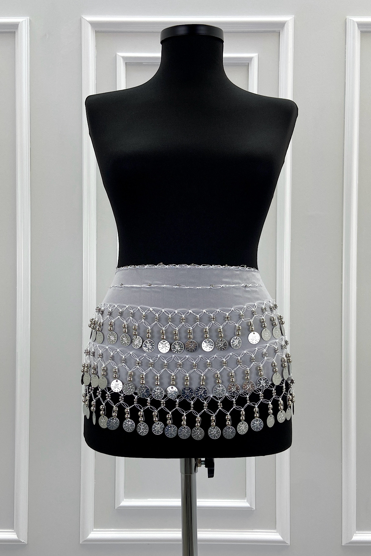 ZEYMERADE Beyaz Gümüş Şakira Oryantal Dansöz Dans Kemeri Pullu Zilli Kına Oyun Eğlence Nedime Düğün Shakira