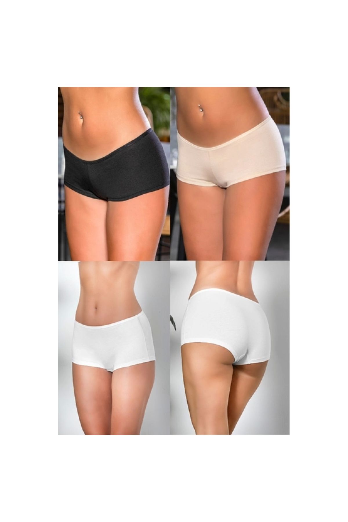Marsilyan - PAMUKLU BOXER KÜLOT (KARIŞIK) SİYAH-BEYAZ-TEN (MGP2963)