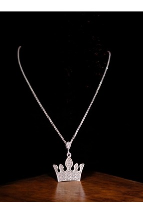 Bi Takım Takılar Taç Işığı Zirkon Taşlı Çelik Kolye