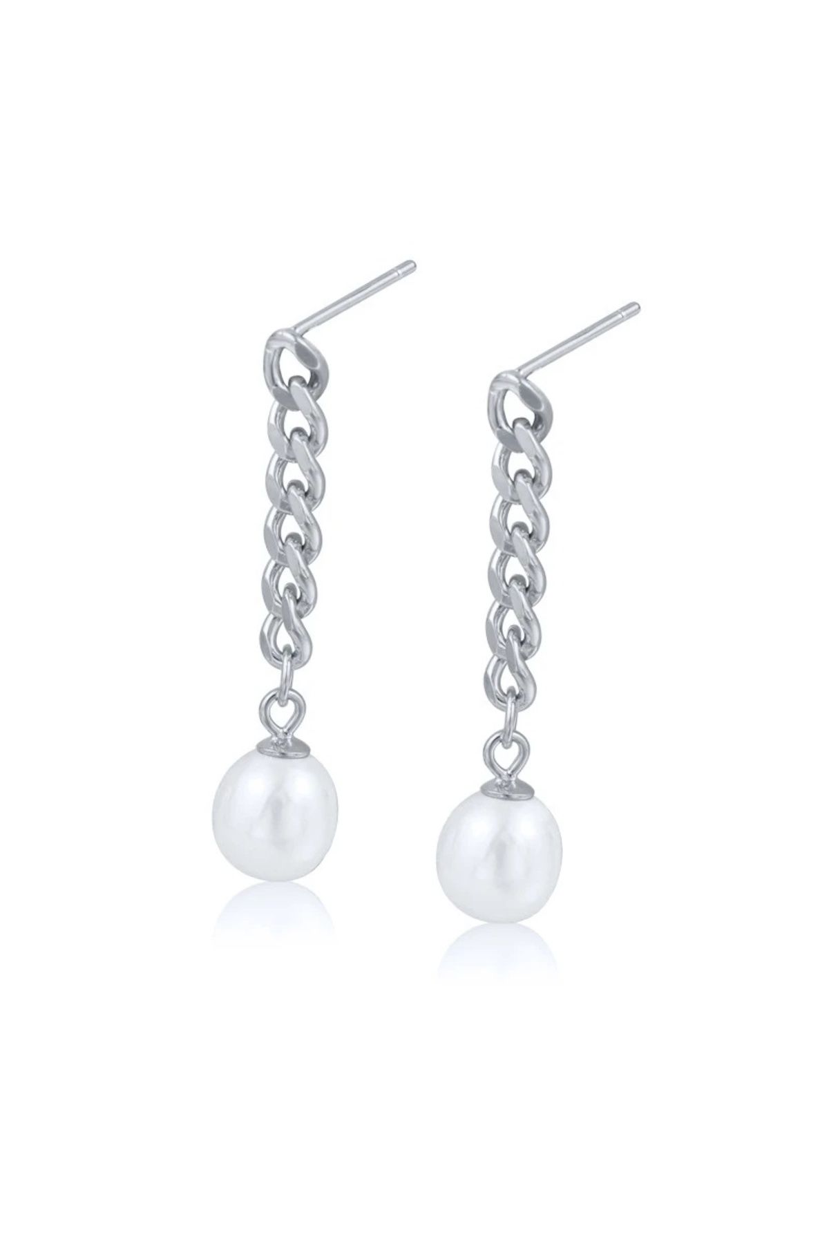delis-Cercei Argint 925, Jw1106, Model Elegant Cu Perla, Placati Cu Rodiu 1