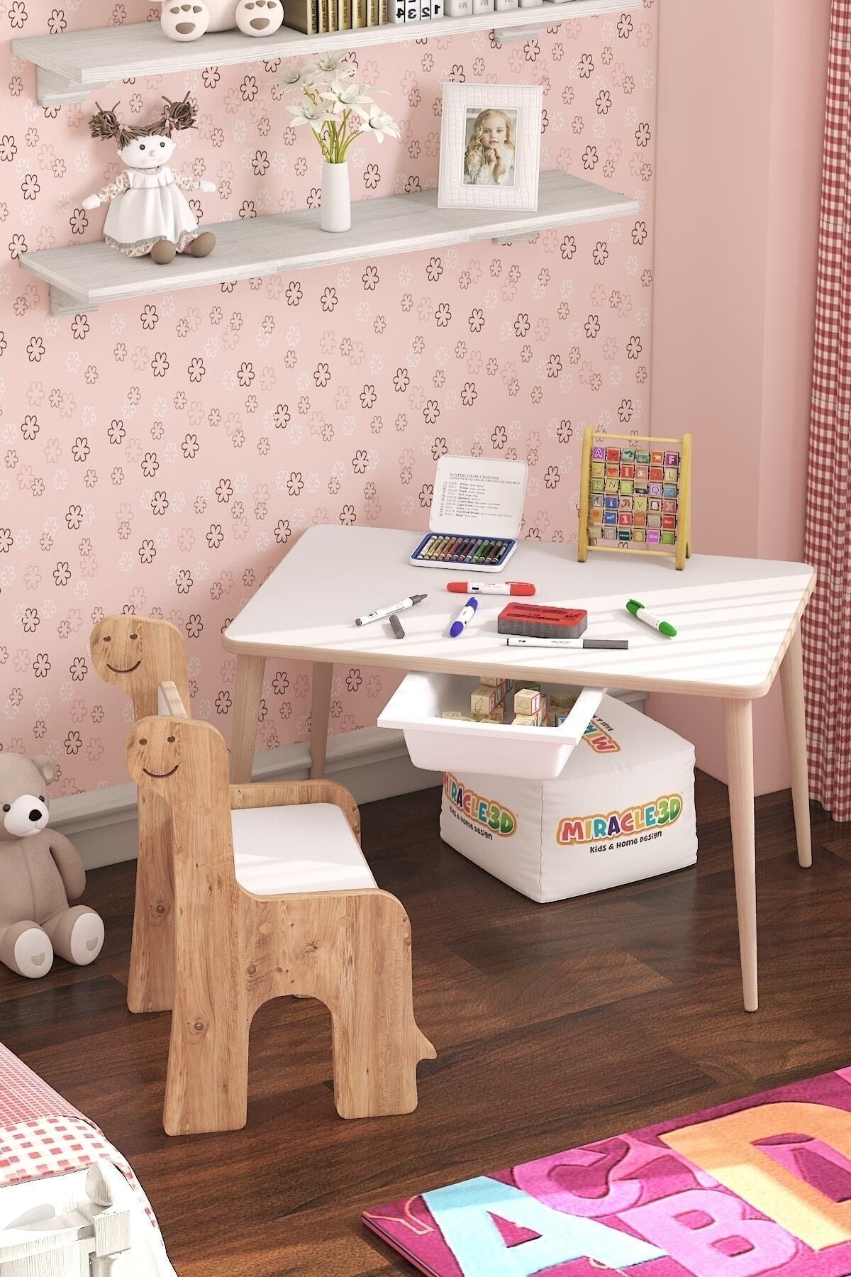 MİRACLE 3D Çocuk Oyun Etkinlik Çalışma Masası Ve Sandalye, Aktivite Masası,yaz-sil Masa fotoğrafı 5 (önizleme)