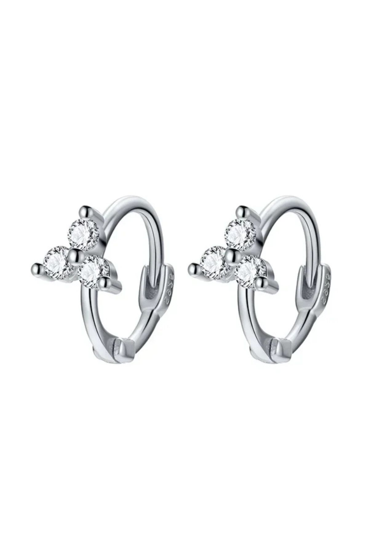 delis-925 Silver Earrings, Jw943, Flower Pattern, Rhodium Plated 1