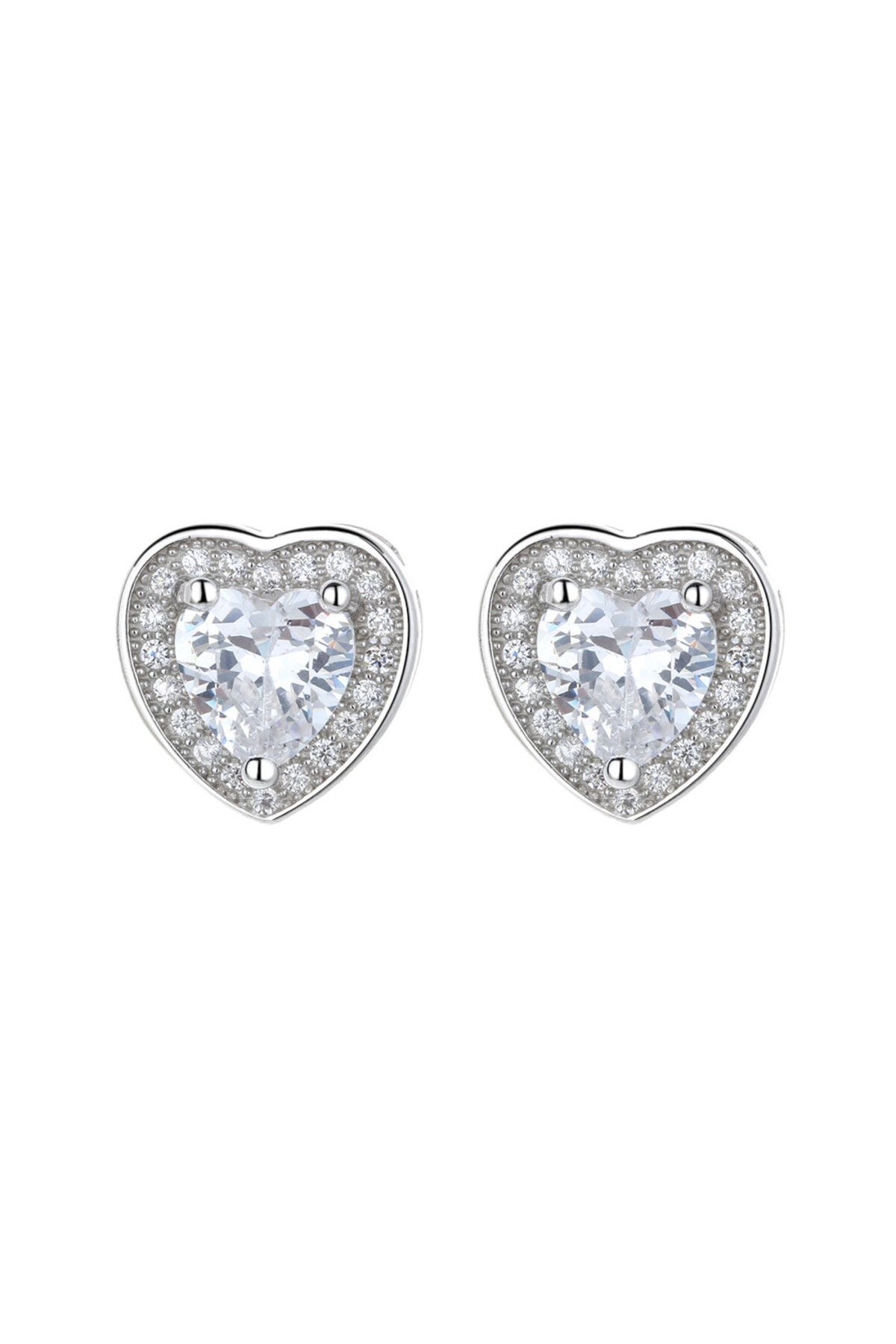 delis-925 Silver Earrings, Jw804, Heart Pattern, Rhodium Plated 1