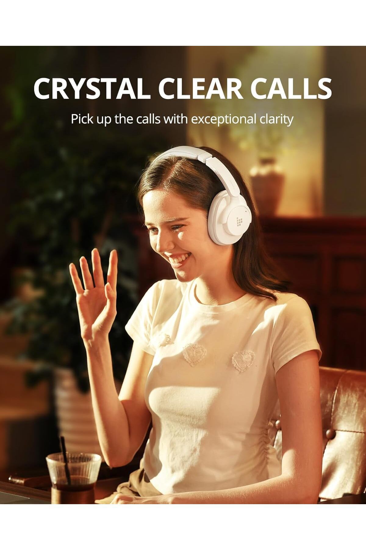 Tronsmart-Q20s Hybrid Active Noise Cancelling Headphone, Wireless Over Ear Headphones With Mic White 5