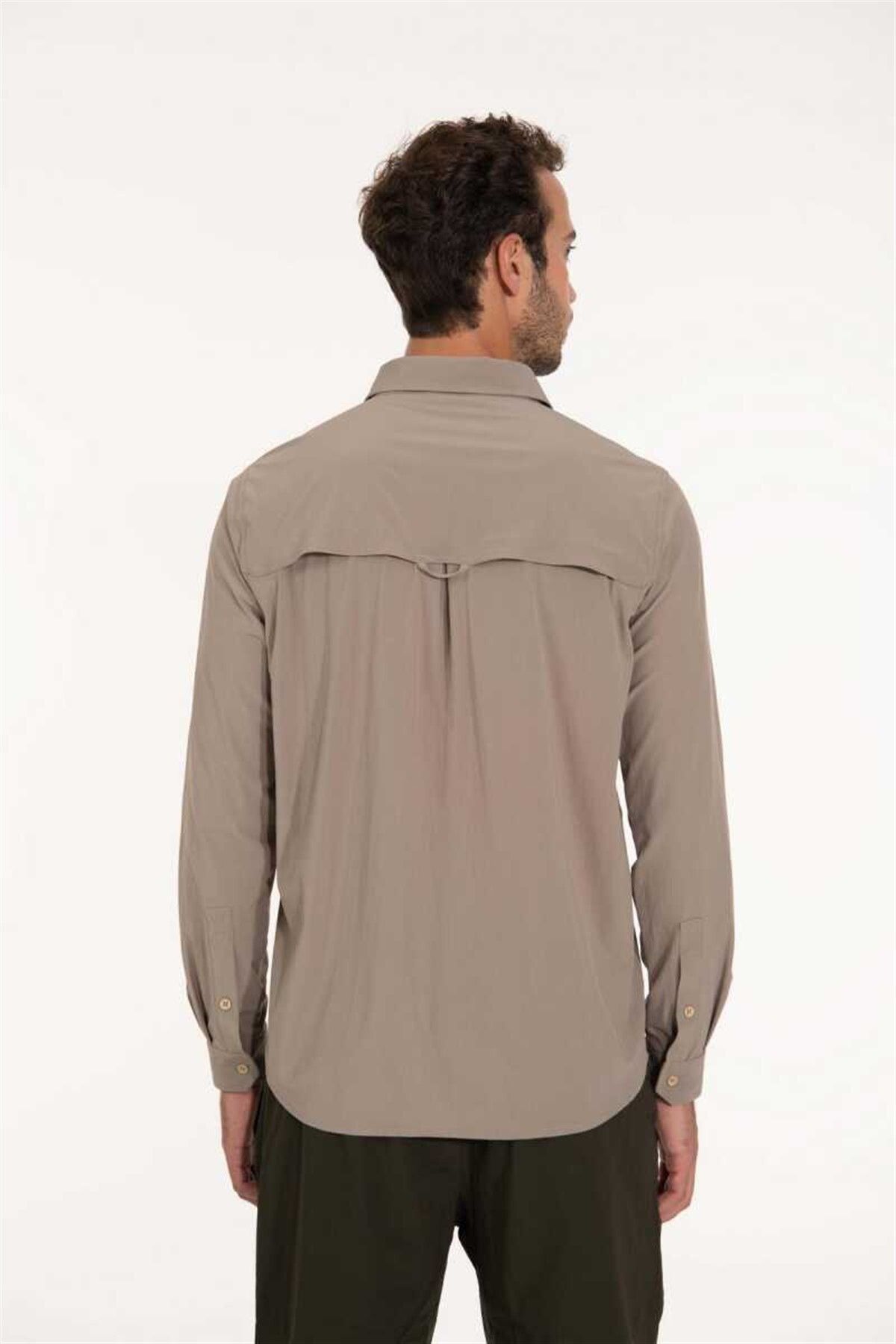 2AS-GABLIN - Ανδρικό Lycra Sweat Wicking - Μπεζ πουκάμισο εξωτερικού χώρου Quick Dry - 2ASGBL0303 3