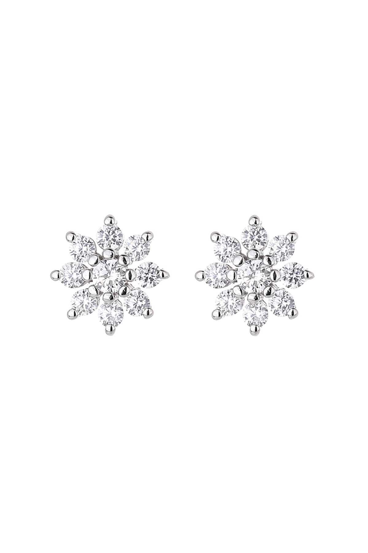 delis-Cercei Stud Floare din Argint 925, cu Zirconiu, Placati cu Rodiu, Bijuterii Florale 1