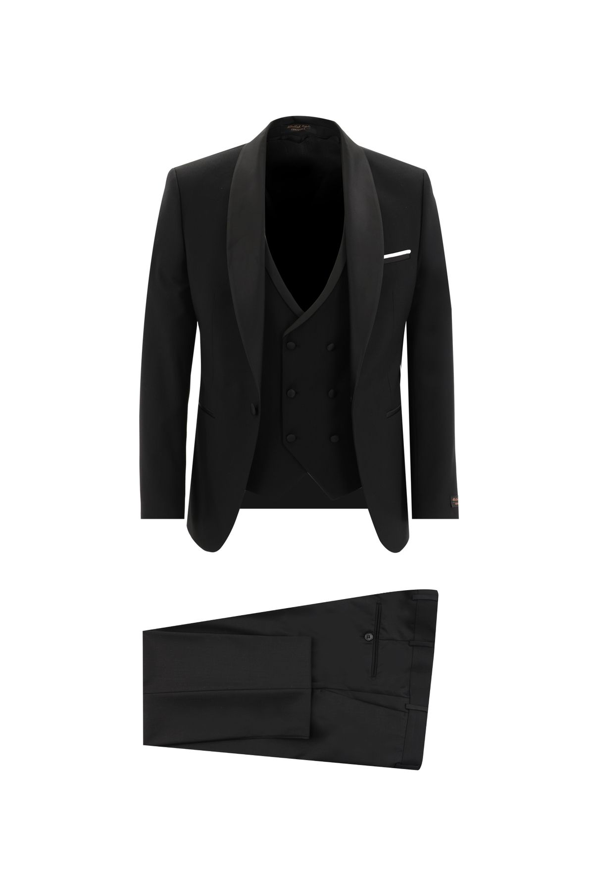 Abdullah Kiğılı Slim Fit Dar Kesim Şal Yaka Yelekli Smokin & Damatlık