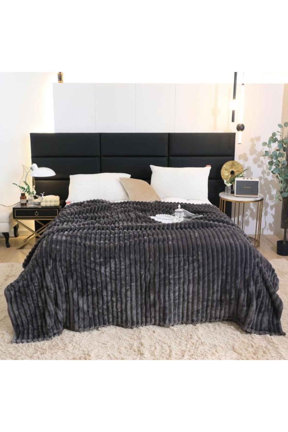 OEM Patura Cocolino, Pentru Pat Dublu, Uni, 2 Persoane, 200x230cm, Gri Inchis - 200 x 230
