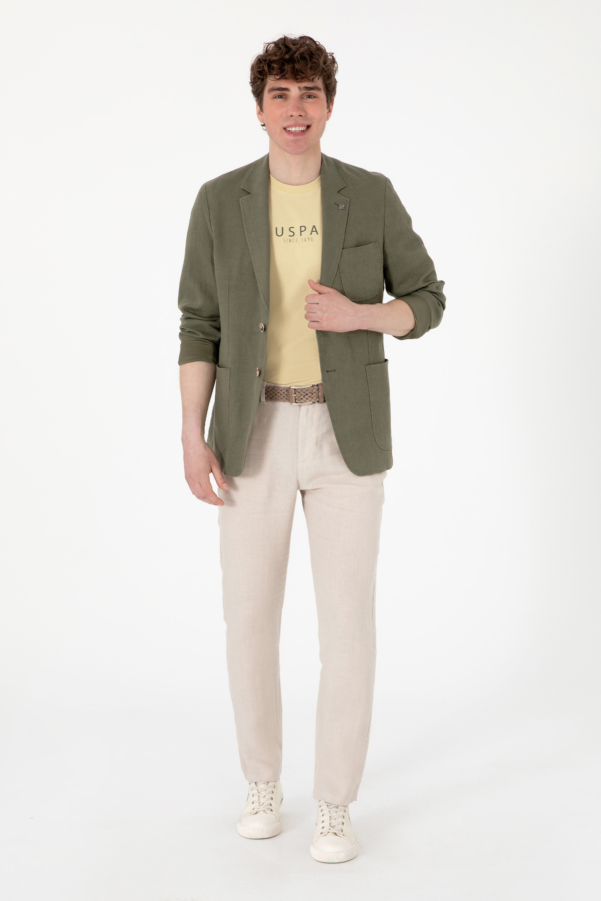 یو اس پولو شلوار مردانه مدل Carrot Fit بژ تیره 50300193-VR088