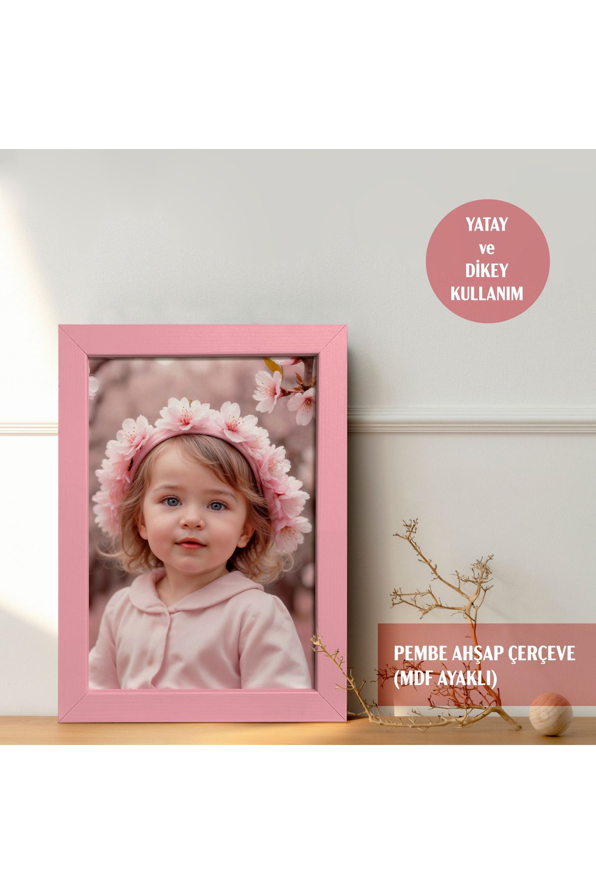 HOMEPACK 10X15 CM Açık Pembe Ahşap Çerçeveli Poster Çerçevesi, Boş Çerçeve, ACIKPEMBE-MASAUSTU-10X15