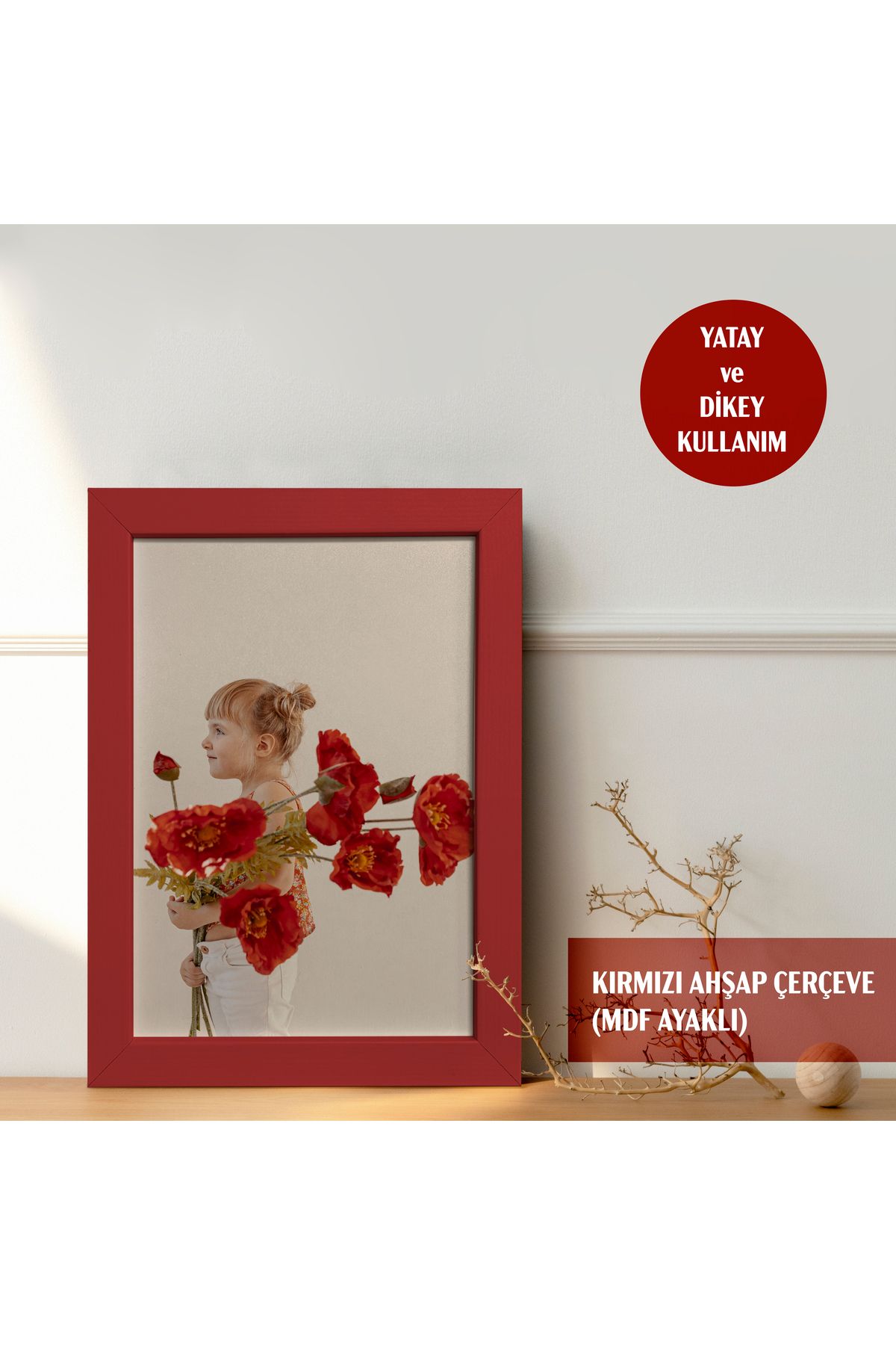 HOMEPACK 10X15 CM Kırmızı Ahşap Çerçeveli Poster Çerçevesi, Boş Çerçeve, KIRMIZI-MASAUSTU-10X15