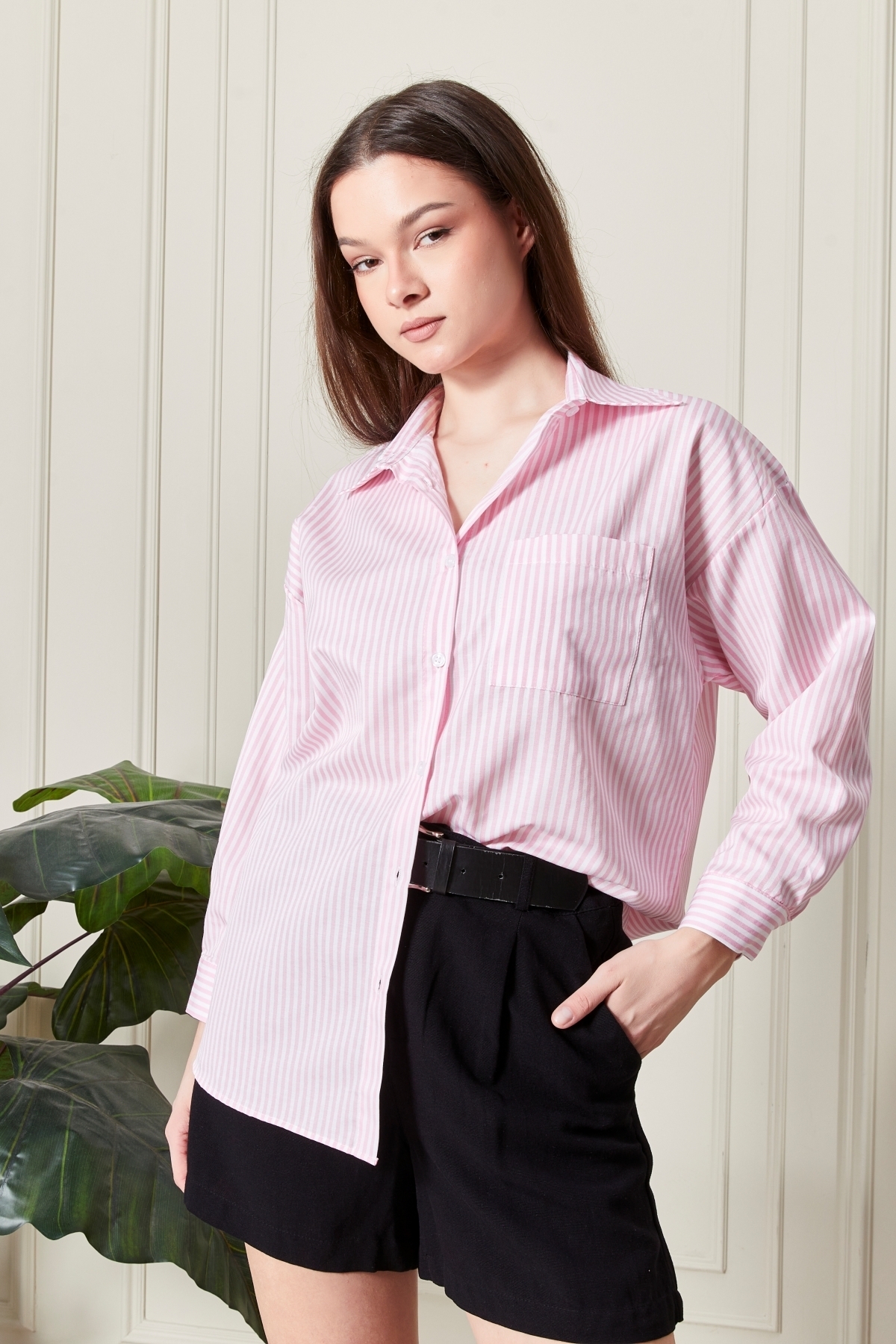 Jack Morino  Çizgili Oversize Kadın Gömlek - Görsel 3