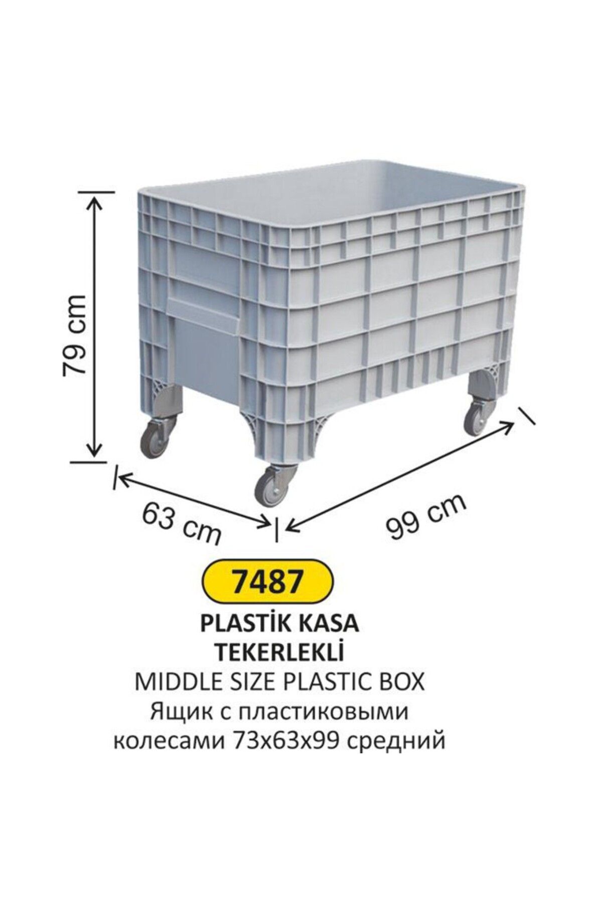Arı Metal PLASTİK TEKERLEKLİ KASA ORTA BOY 79x63x99 CM