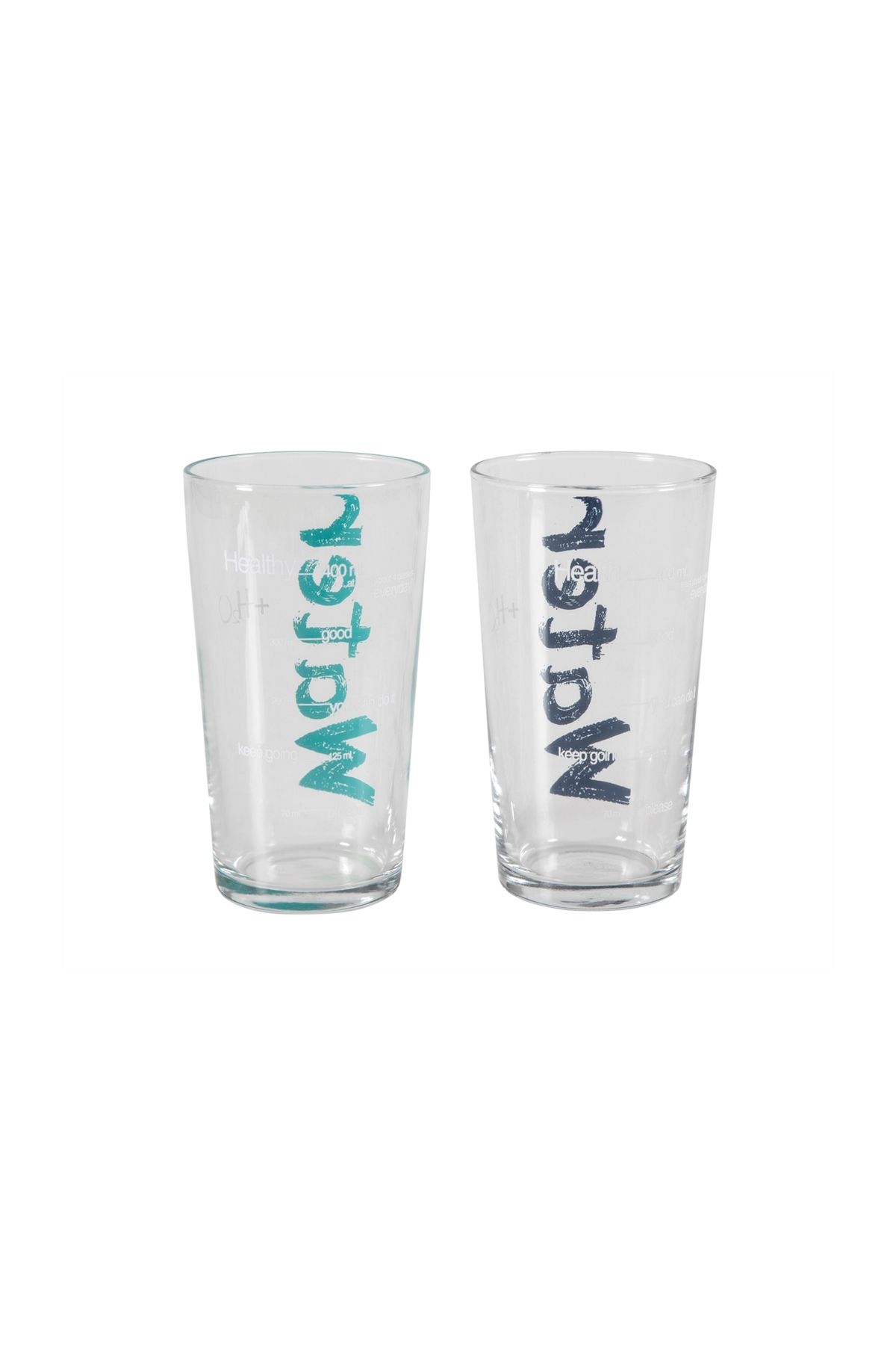 Mudo Home-570 ml Water Glass - Set of 2 Blue and Turquoise 2