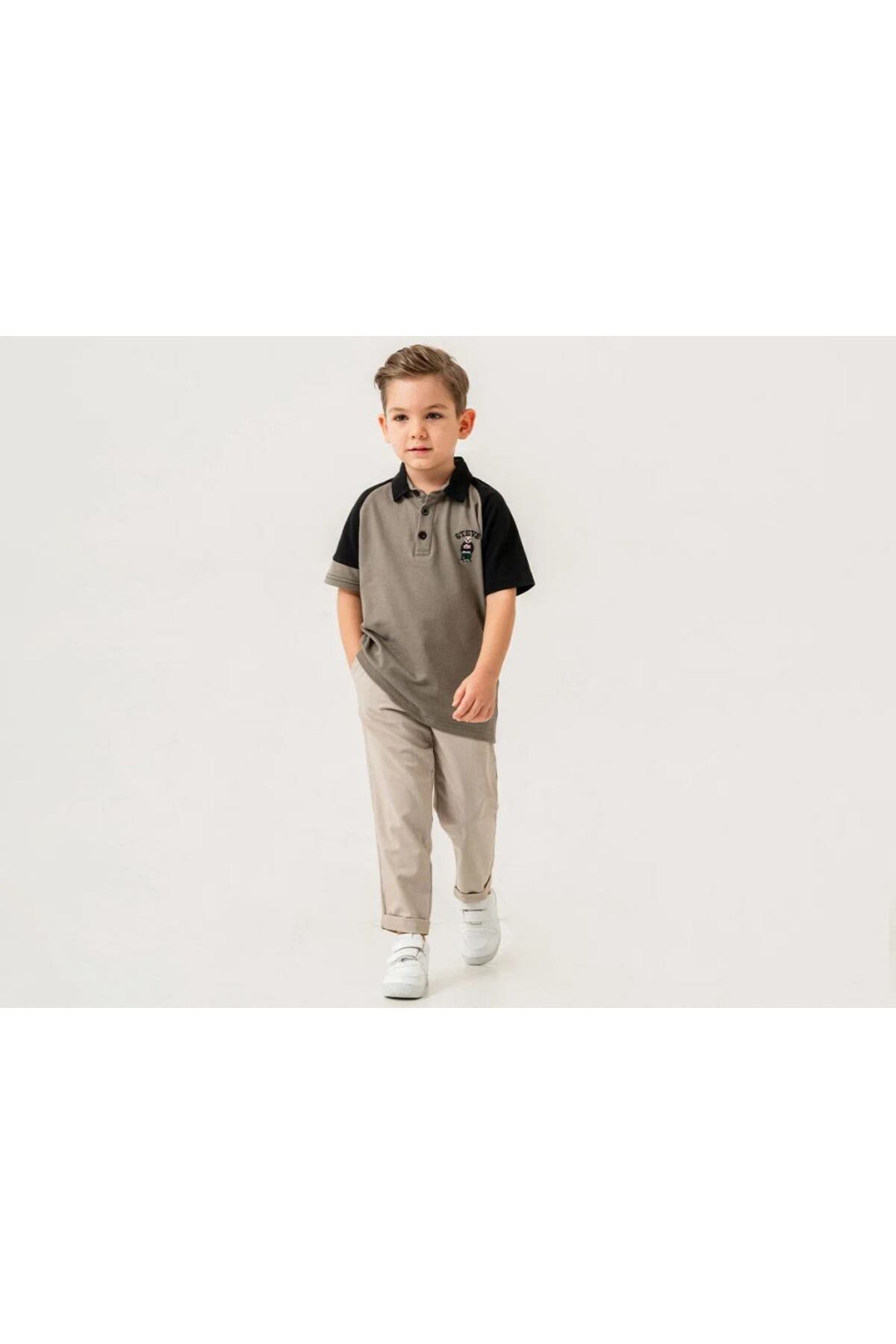e-çocuk Costum Pentru Băiat Cu Guler Polo Brodat Pe Spate 60280 Masculin - 8–9 years