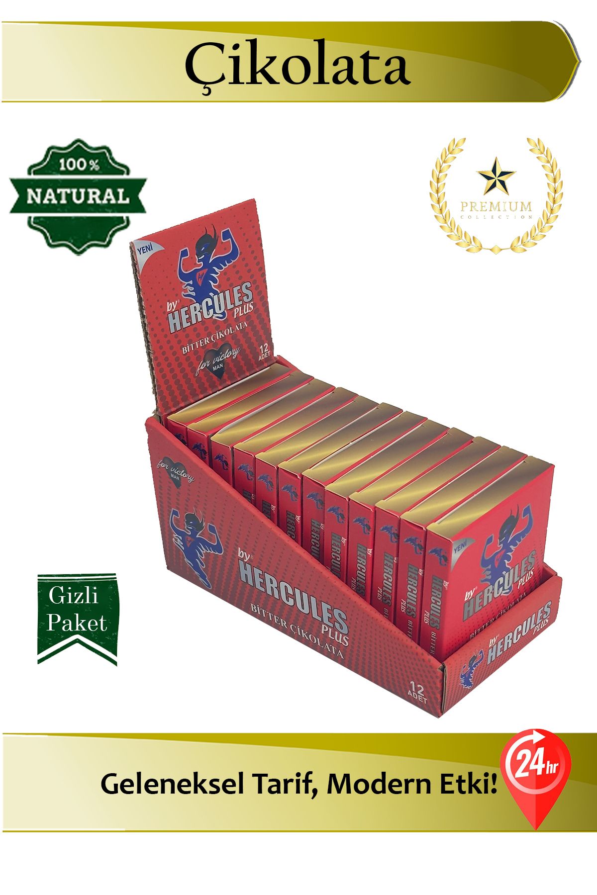 Herbiox Herbioxs Hercules Bitter Çikolata Premium Seti 1 Adet 36 Saat Etki