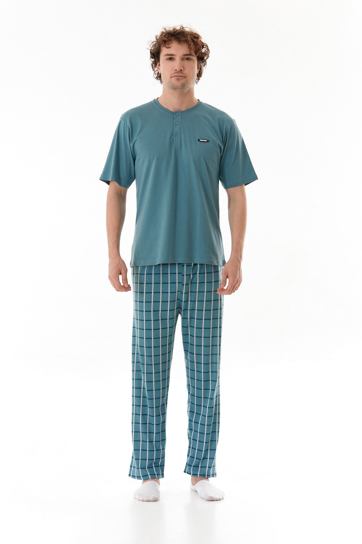 Fulla Moda-Plaid Patterned Pajama Set 7