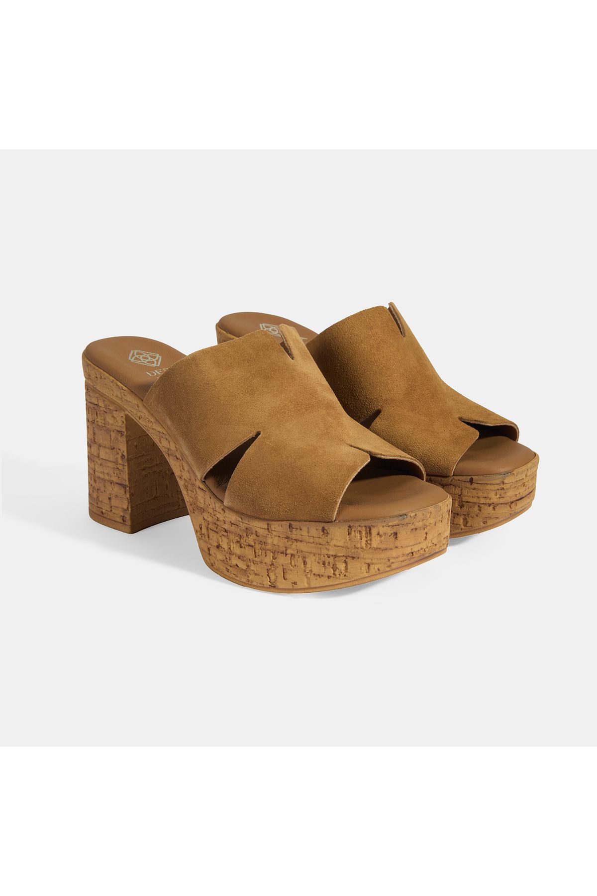 Desa-Women's Tan Suede Heeled Slippers 2