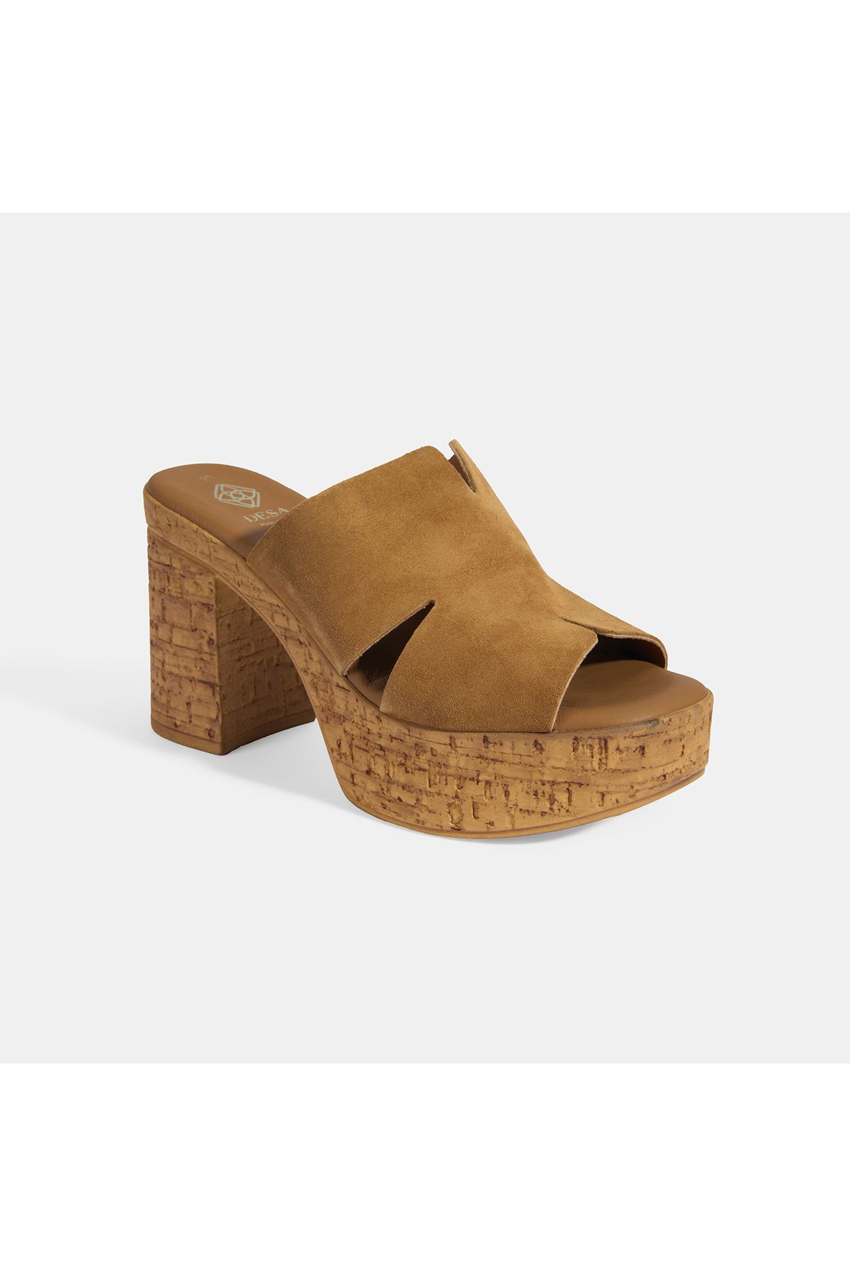 Desa-Women's Tan Suede Heeled Slippers 5