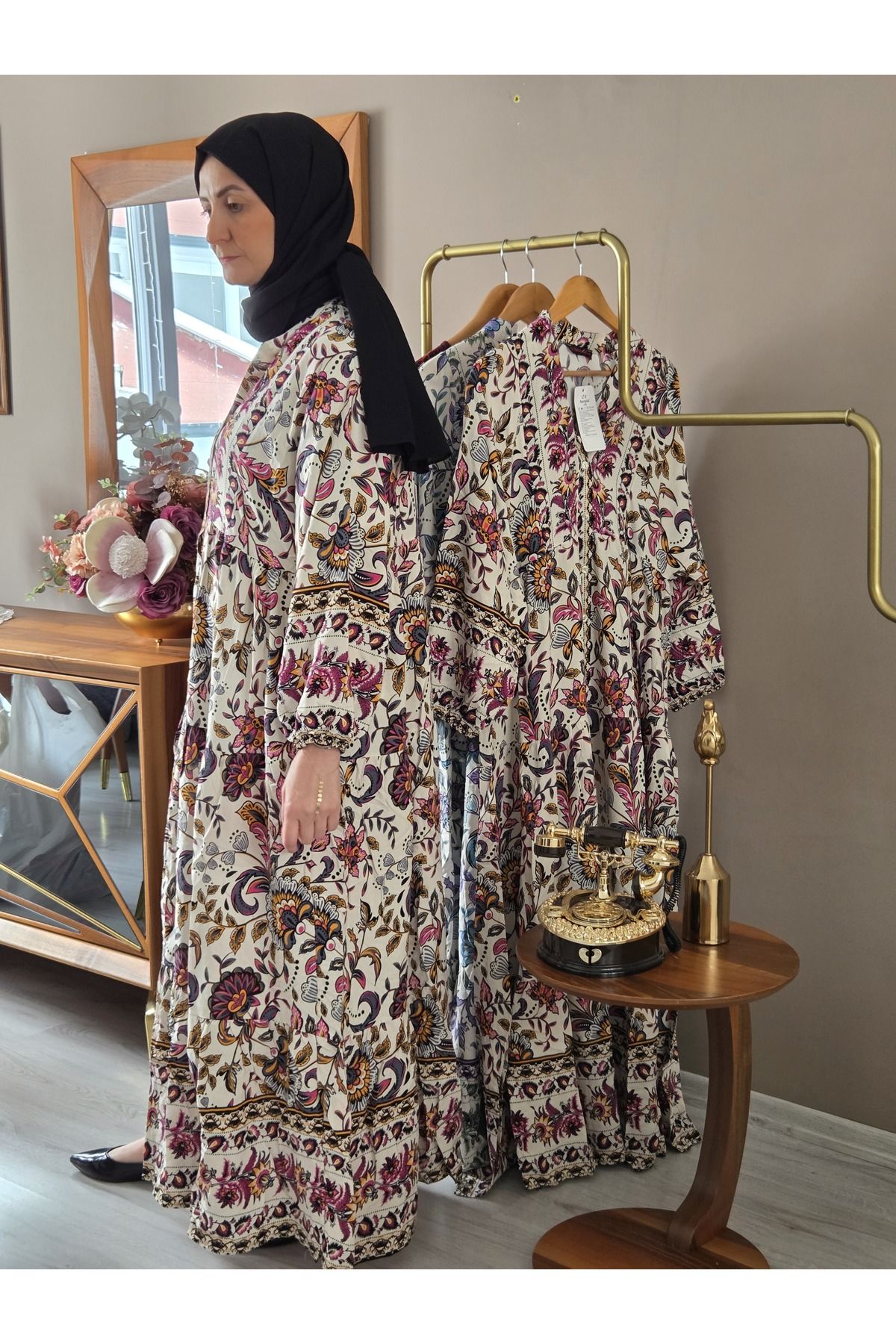 Butik DÜĞMELİ VİSKON ELBİSE