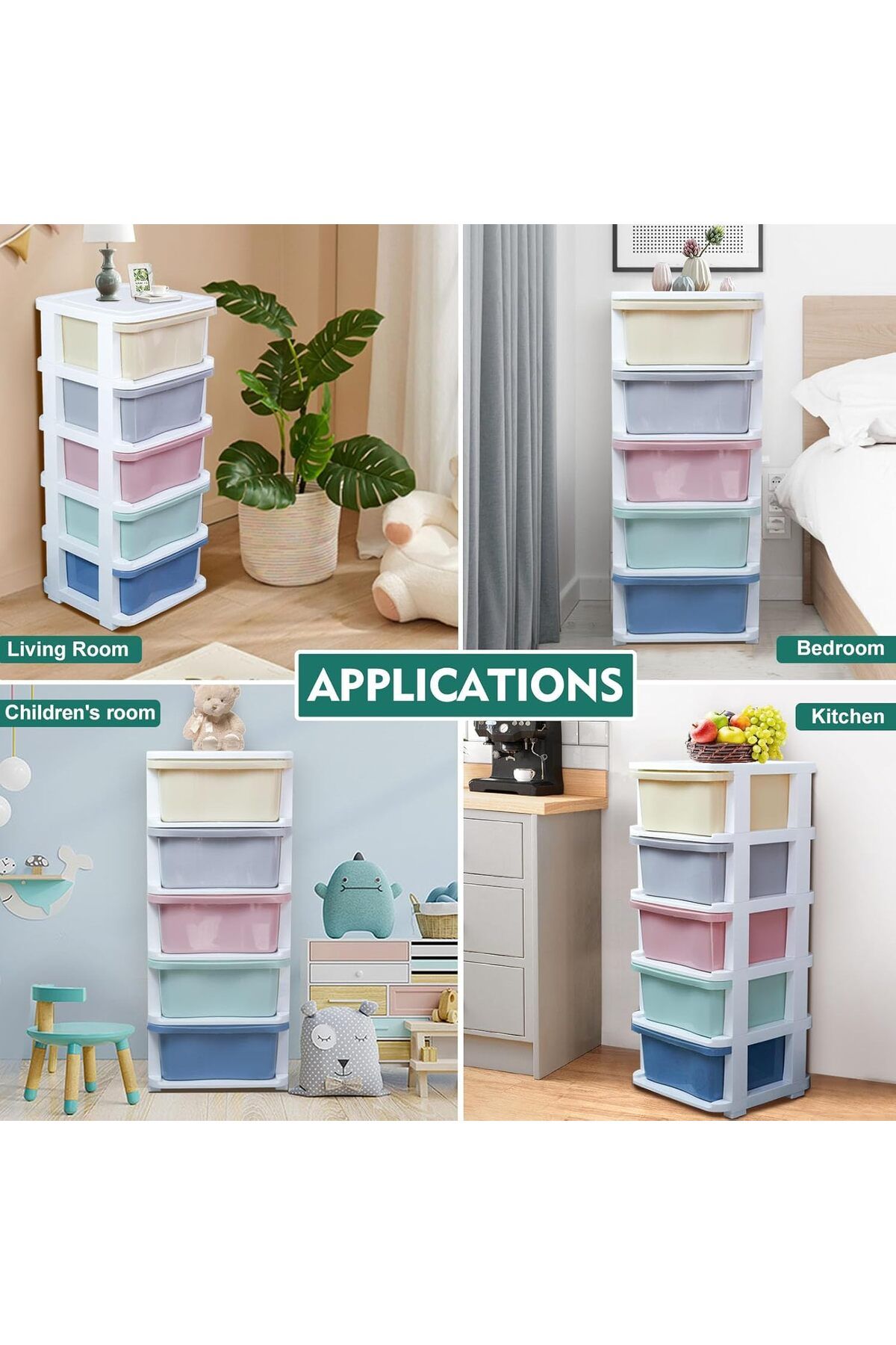 SKY TOUCH-Drawer Storage Cabinet Organizer,Drawer Organizer,Multi-Color 5-Tier Drawers with Wheels for Clothes 7