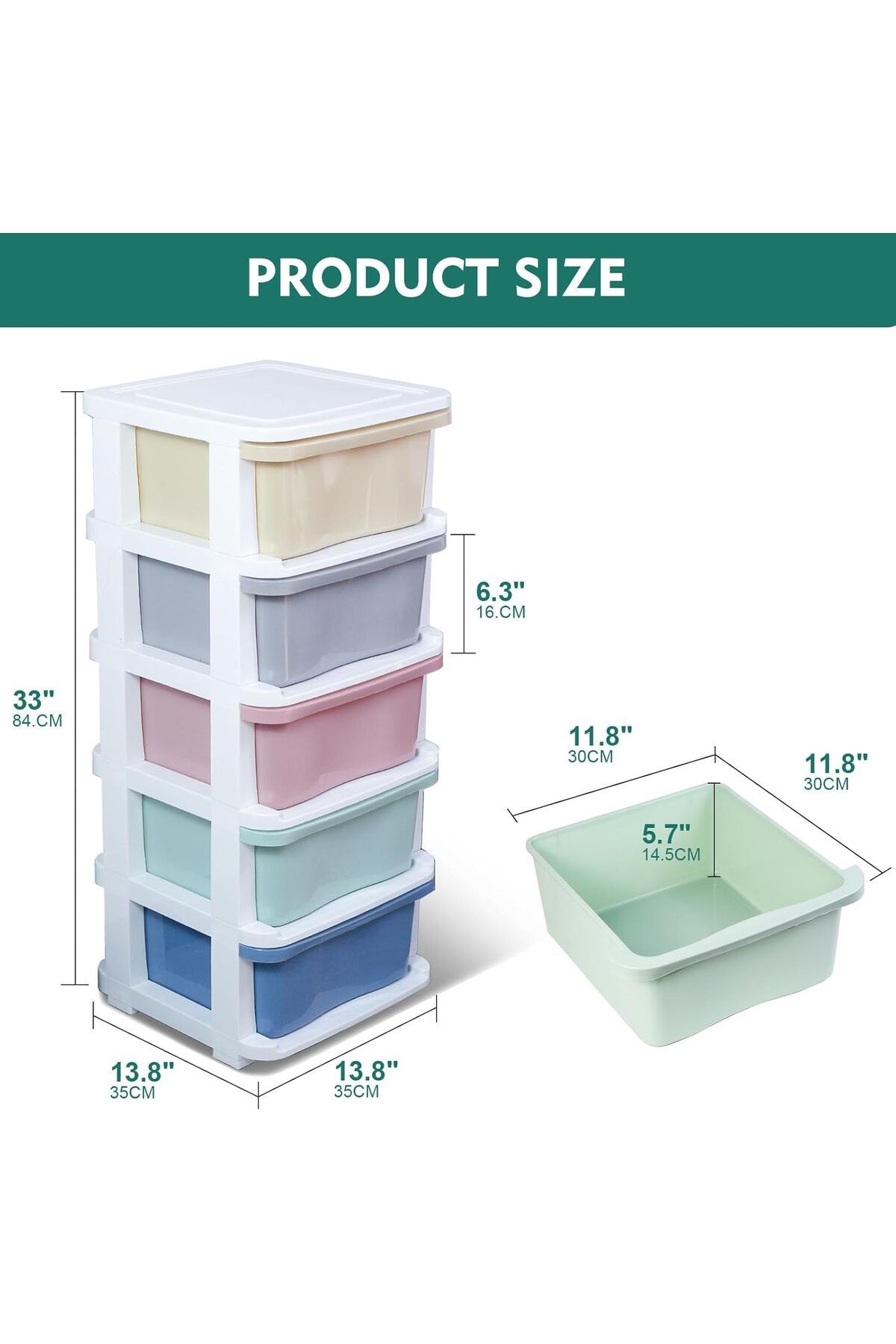 SKY TOUCH-Drawer Storage Cabinet Organizer,Drawer Organizer,Multi-Color 5-Tier Drawers with Wheels for Clothes 2