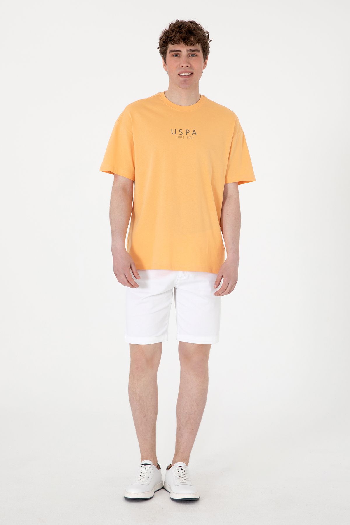U.S. Polo Assn.-Men's Oversize Fit Crew Neck Orange T-Shirt 50299543 -Vr202 5