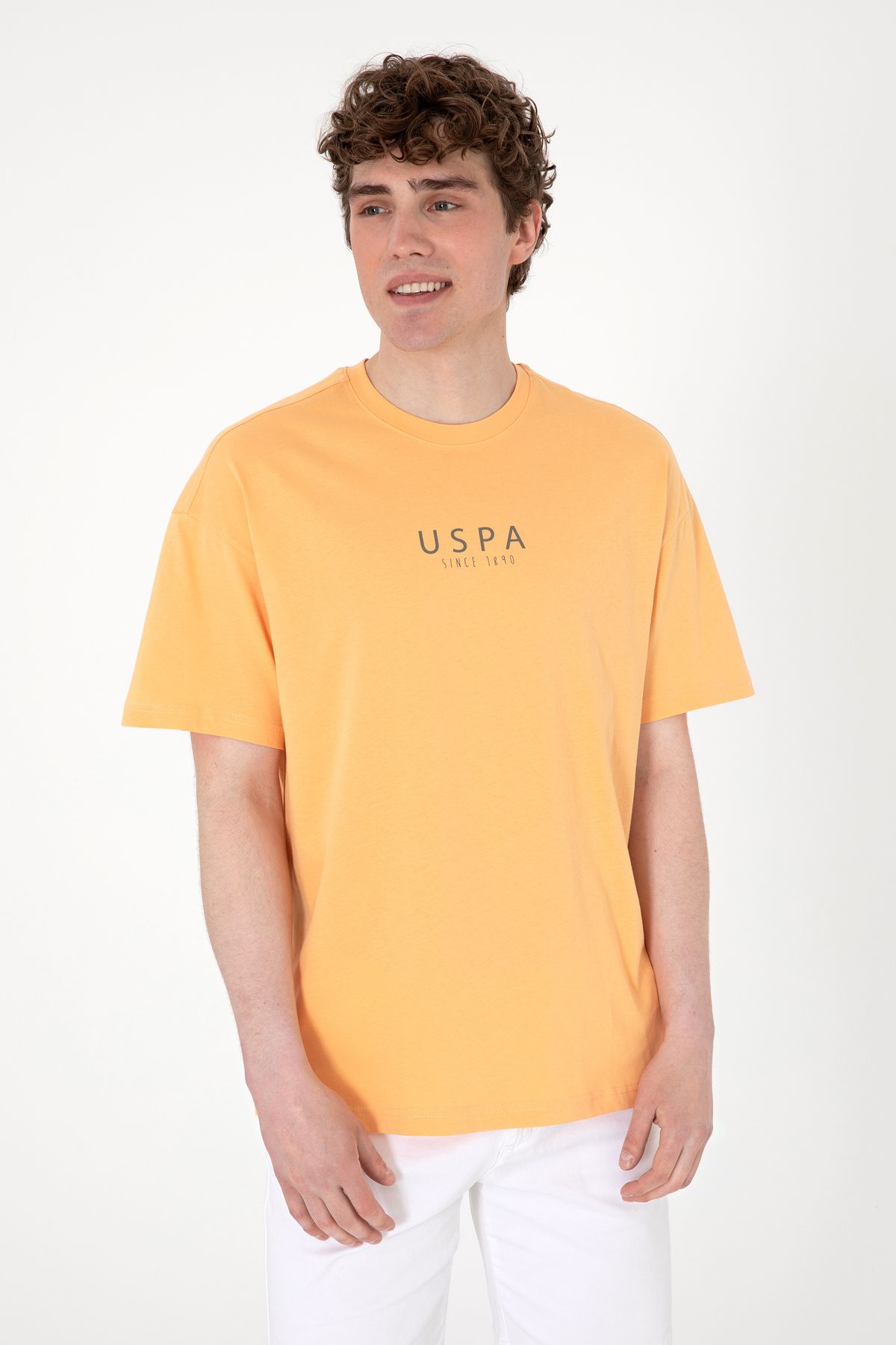 U.S. Polo Assn.-Men's Oversize Fit Crew Neck Orange T-Shirt 50299543 -Vr202 4