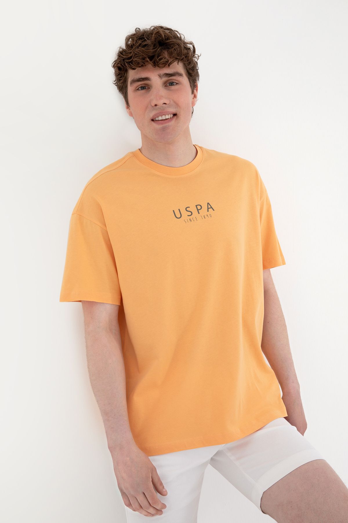 U.S. Polo Assn.-Men's Oversize Fit Crew Neck Orange T-Shirt 50299543 -Vr202 3