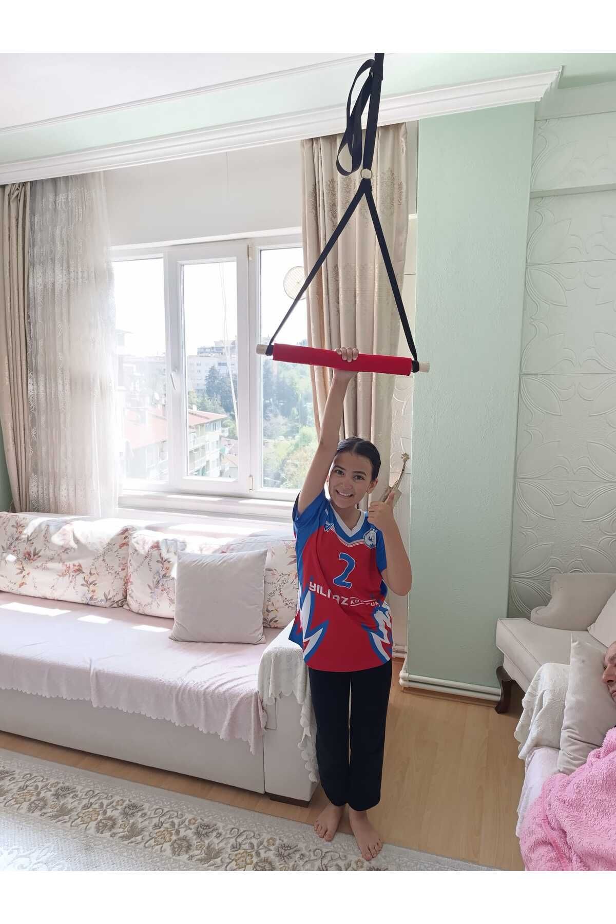 Özel Tasarım Bacic Duygusal Ahşap Trapez Salıncak Çocuk Aktivite Jimnastik Gelişim Salıncağı (Kırmızı)