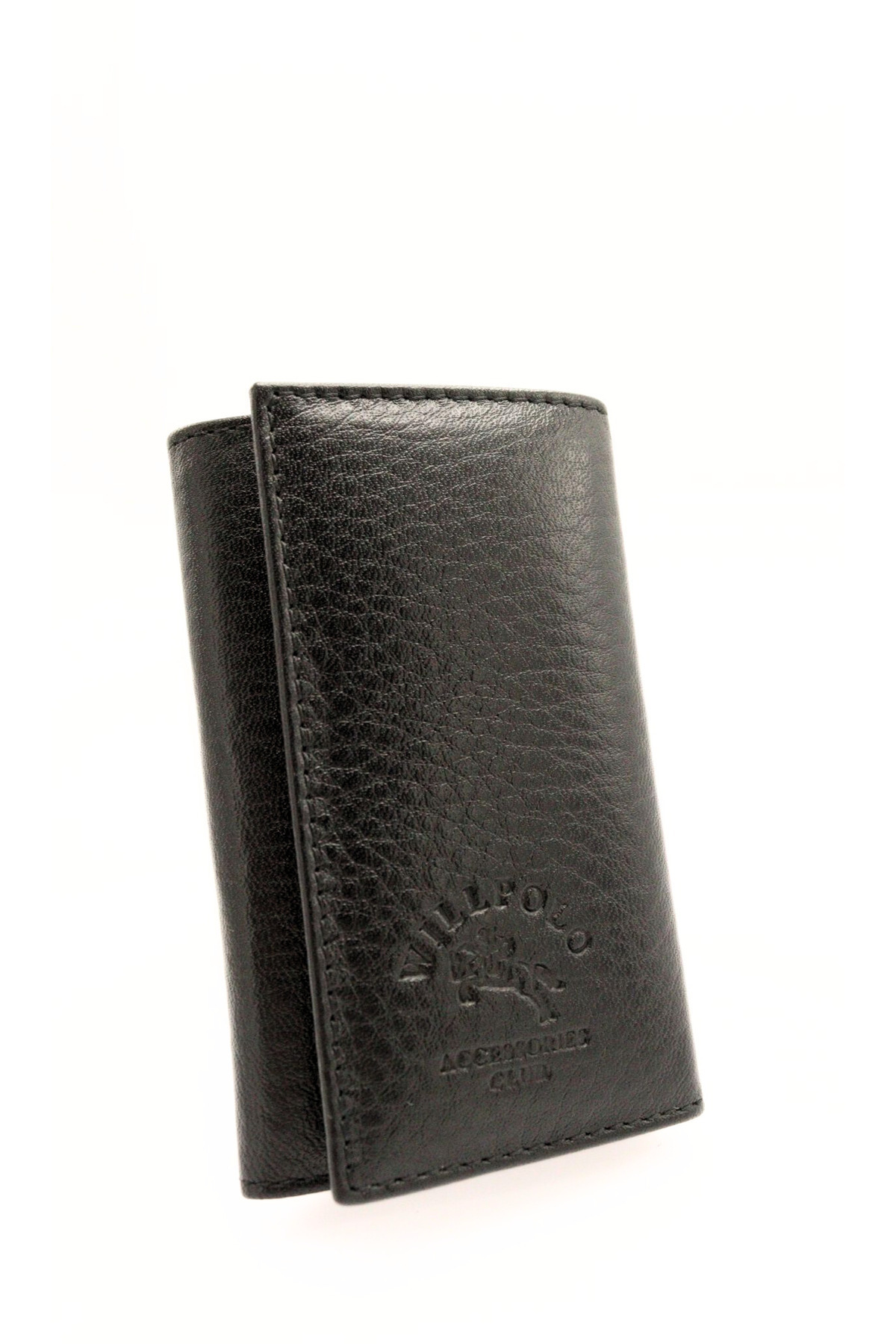willpolo-Genuine Cowhide Leather Black Keychain with 6 Hooks 4