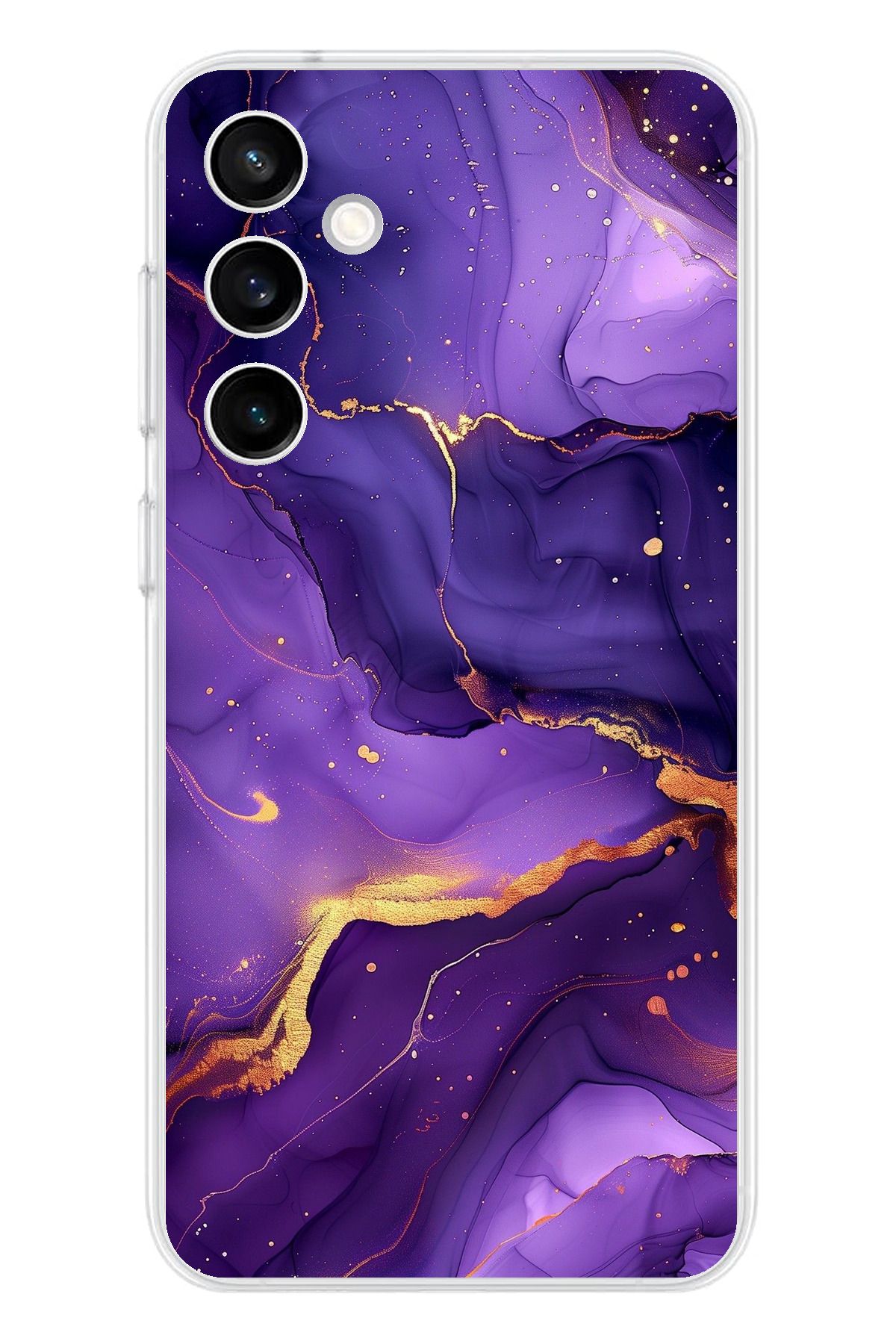 TechTree Samsung Galaxy S23 Fe Uyumlu Ametist Taşı Mor Mermer Şeffaf Silikon Kılıf