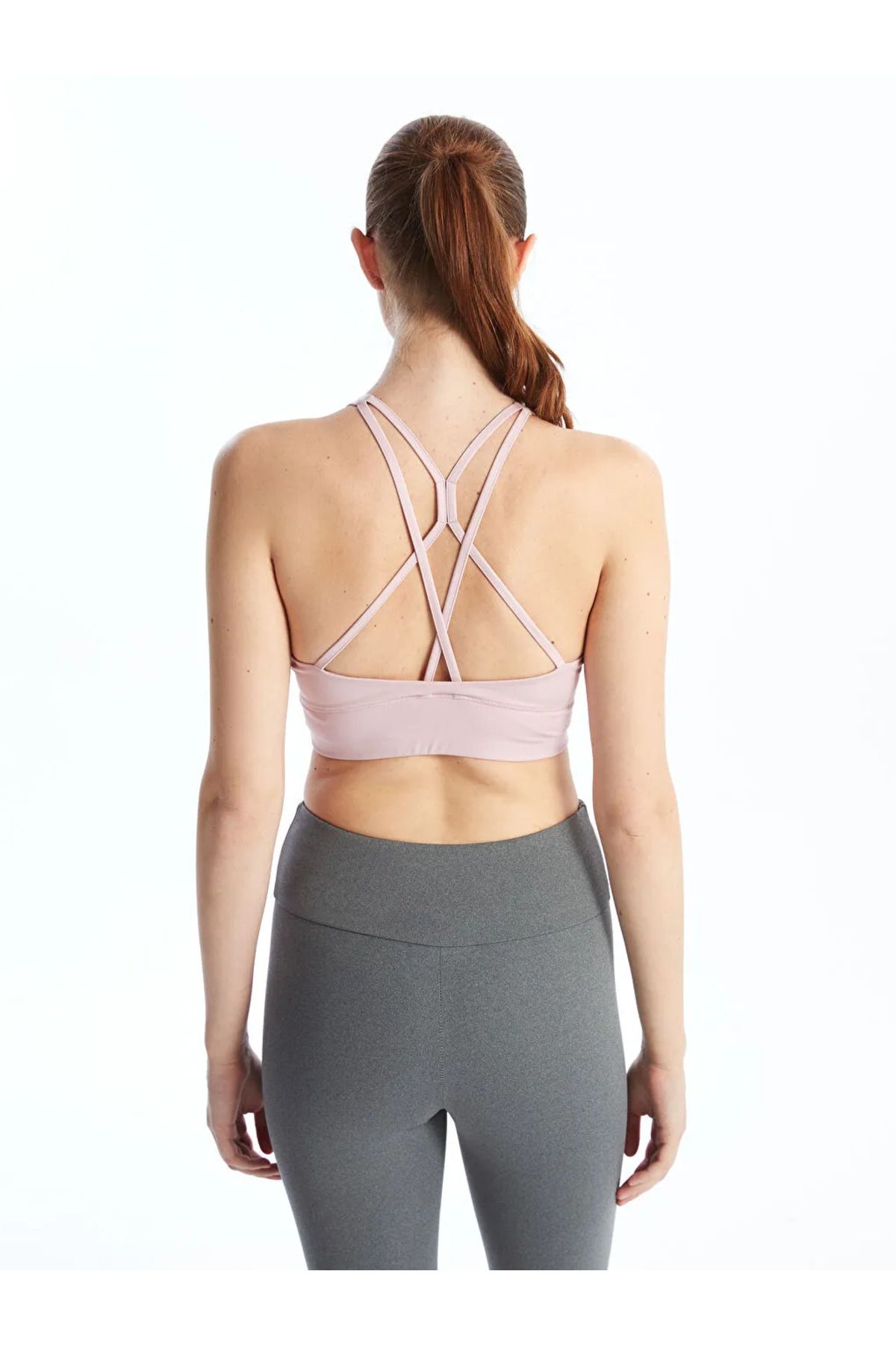 Xside Active Toz Pembe Kadın U Yaka Düz Spor Büstiyer