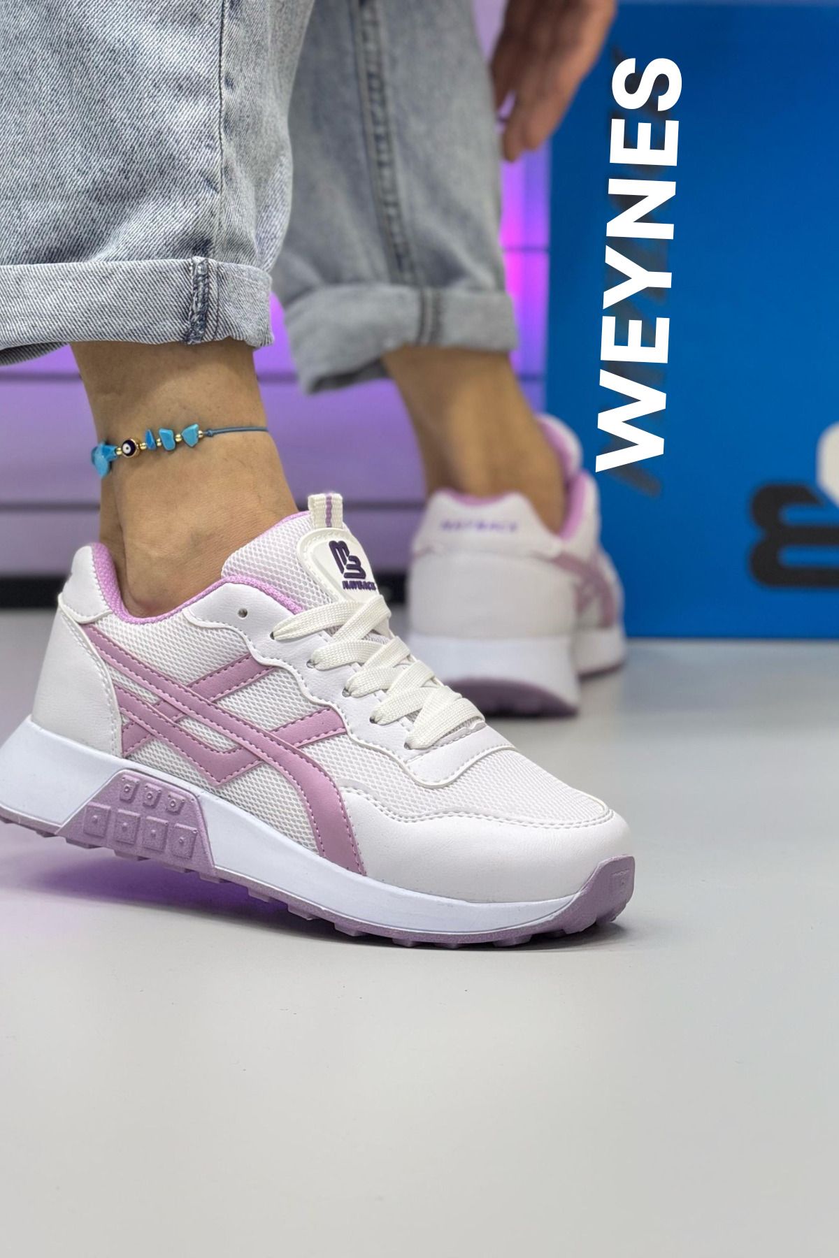 Weynes-Pantofi sport ortopedici de zi cu zi cu dungi albe violet pentru femei WSB4024 1