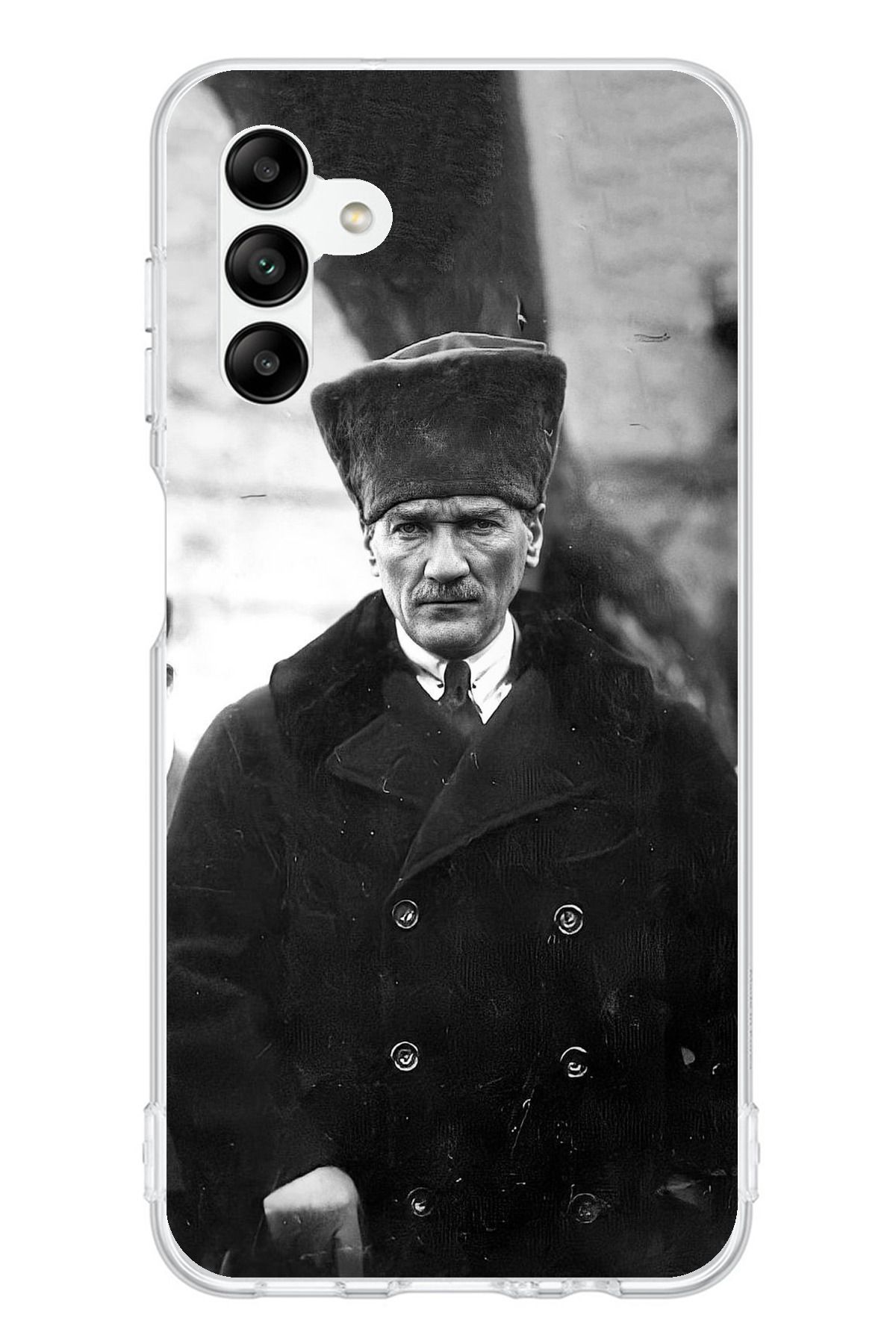 TechTree Samsung Galaxy A04s Uyumlu Mustafa Kemal Atatürk Portre Şeffaf Silikon Kılıf
