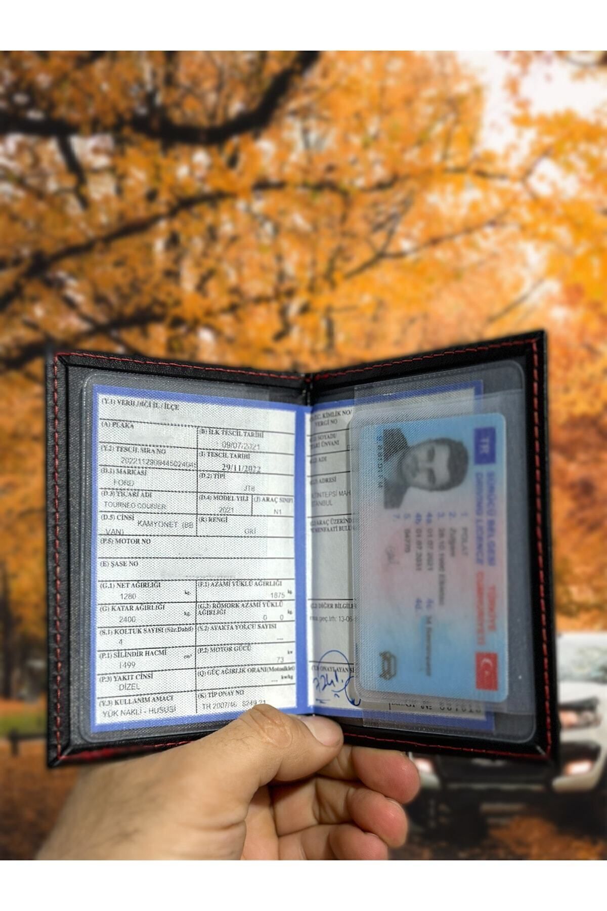 Gempo Ruhsat Kabı Premium Oto Ruhsat Kılıfı Vinleks Deri Dikişli Araç Ruhsat Koruyucu Ruhsat Kabı görsel 6
