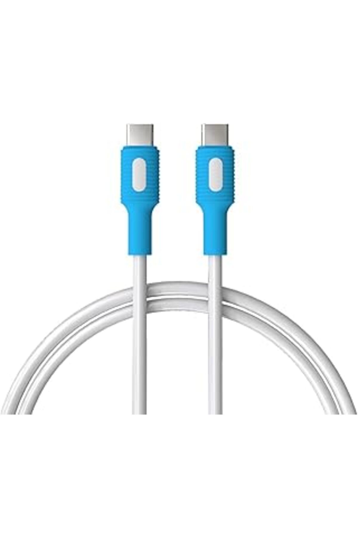 Karachil Remorax Coral Type C-C Power Delivery Hızlı Şarj Kablosu, Beyaz Kablo, Beyaz/Mavi Uçlar (120 Cm)