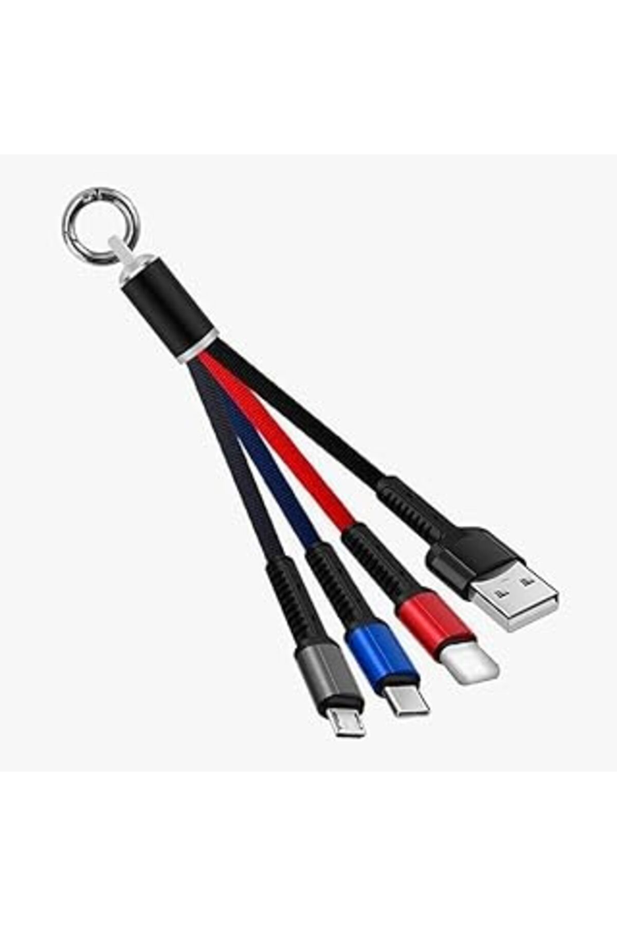 Karachil Işıklı Anahtarlık Model 3 In 1 Usb Çıkışlı Mikro, Type-C Ve İphone Uyumlu Şarj Kablosu