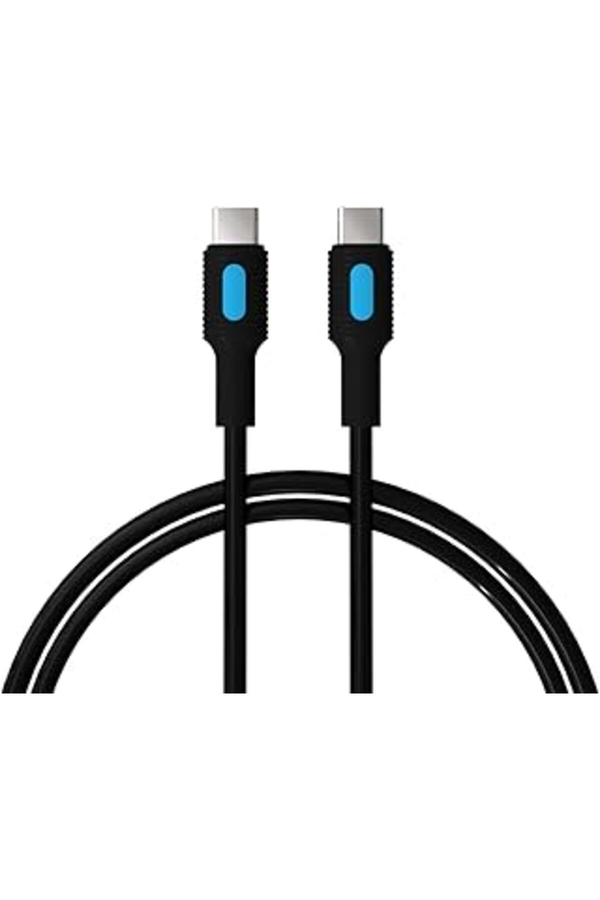 Pazarcan Remorax Coral Type C-C Power Delivery Hızlı Şarj Kablosu, Siyah Kablo, Mavi/Siyah Uçlar (150 Cm)