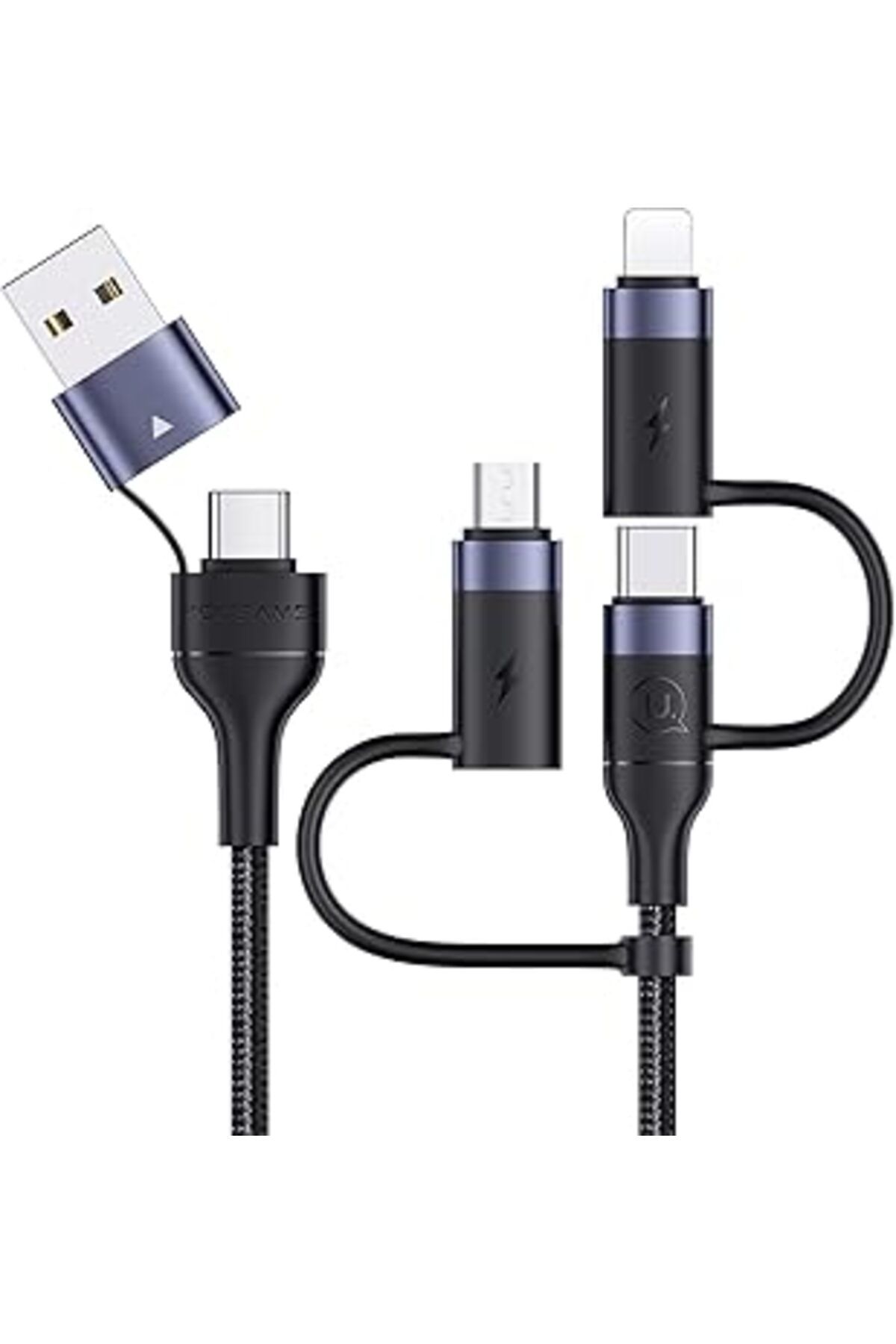 Karachil Yousams Pd 60W Usb C Çok Hızlı Şarj Kablosu Naylon Örgülü Kablo 5'I 1 Arada 3A Usb/C Tipi C/Mikro/T