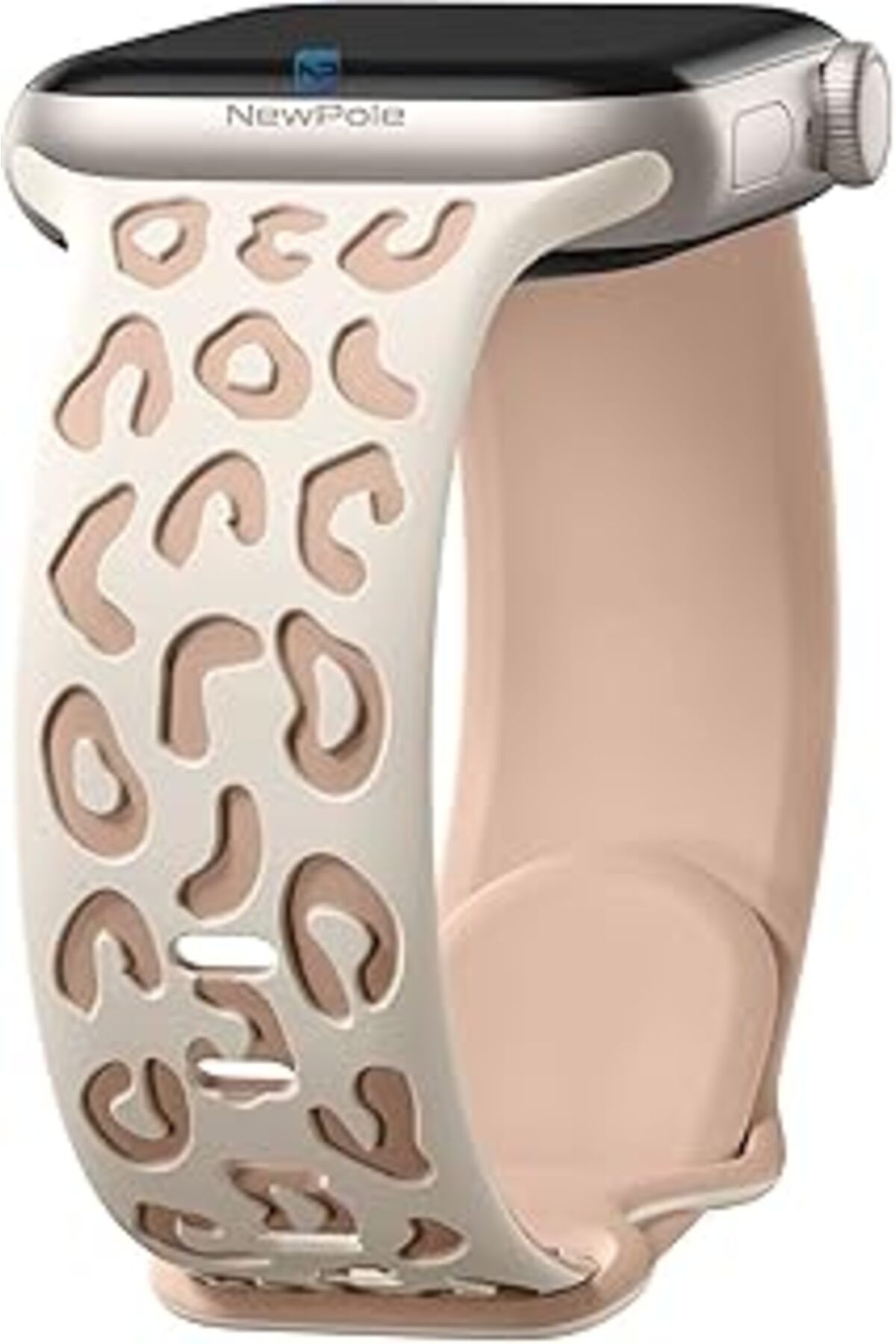 Mu Art Ahşap Newpole Apple Watch 45Mm 44Mm 42Mm 49Mm Uyumlu Leopar Desenli Kordon Kopma Karşıtı Ayarlanabilir Ra