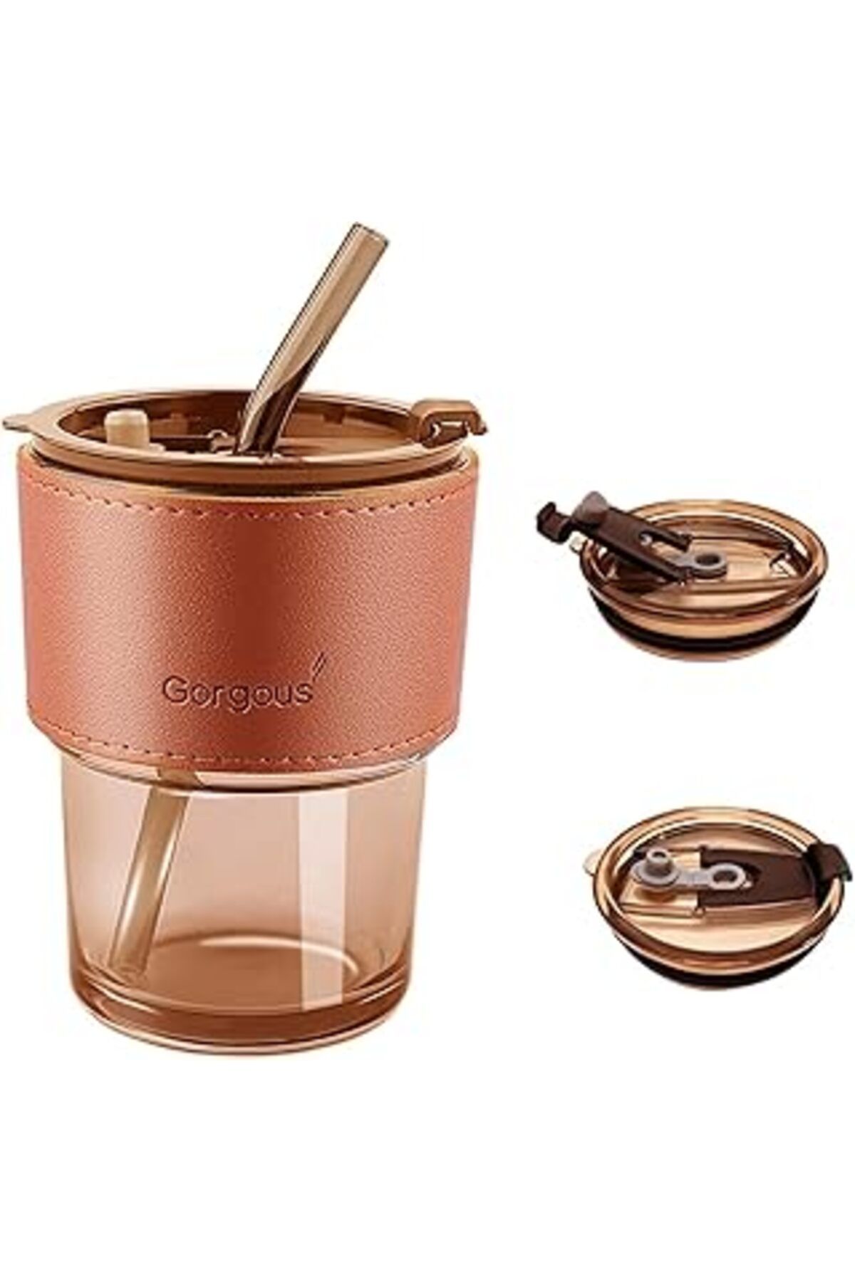 Mu Art Sticlă Rezistentă La Căldură Cu Paie Sticlă Retro Din Piele Borosilicată Cu Dungi Masculin - 80 x 270