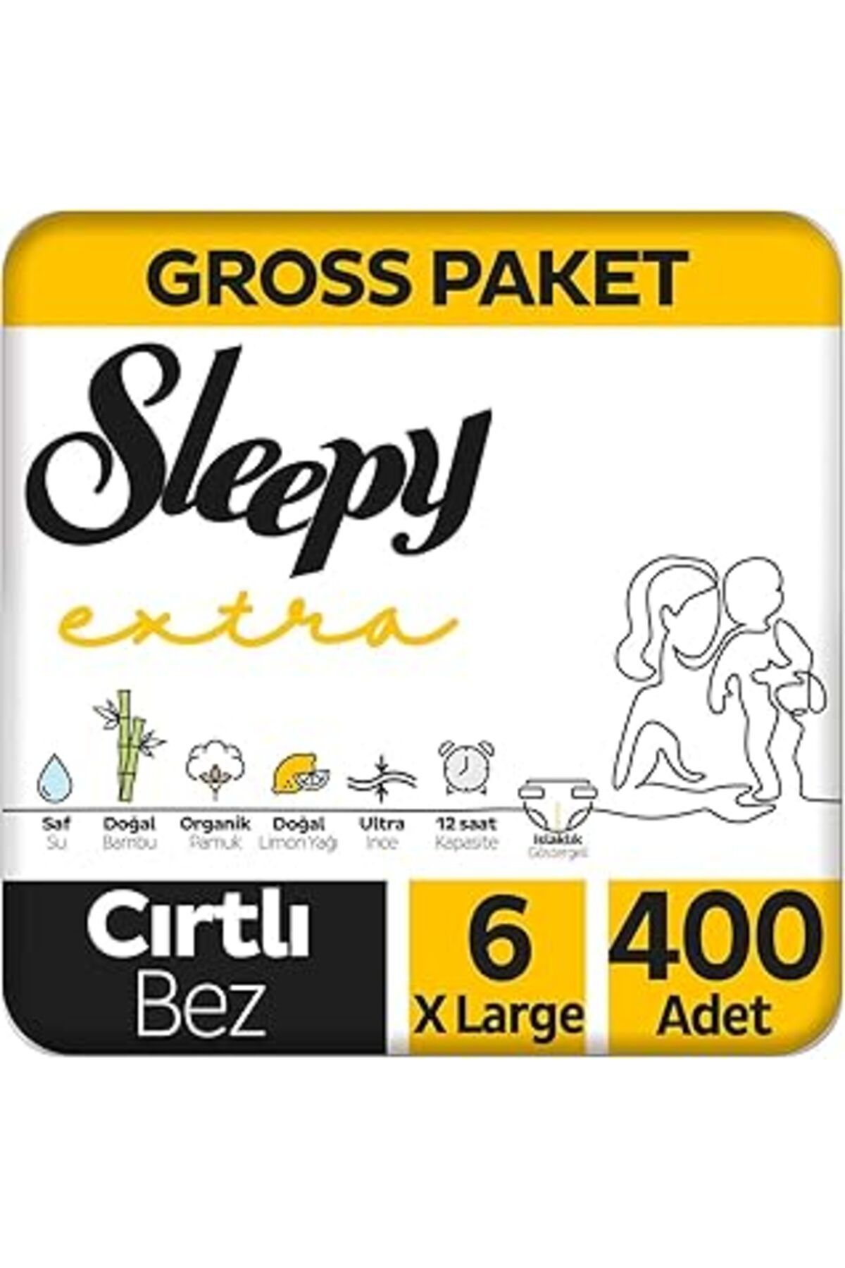 Mu Art Sleepy Extra Günlük Aktivite Gross Paket Bebek Bezi 6 Numara Xlarge 400 Adet