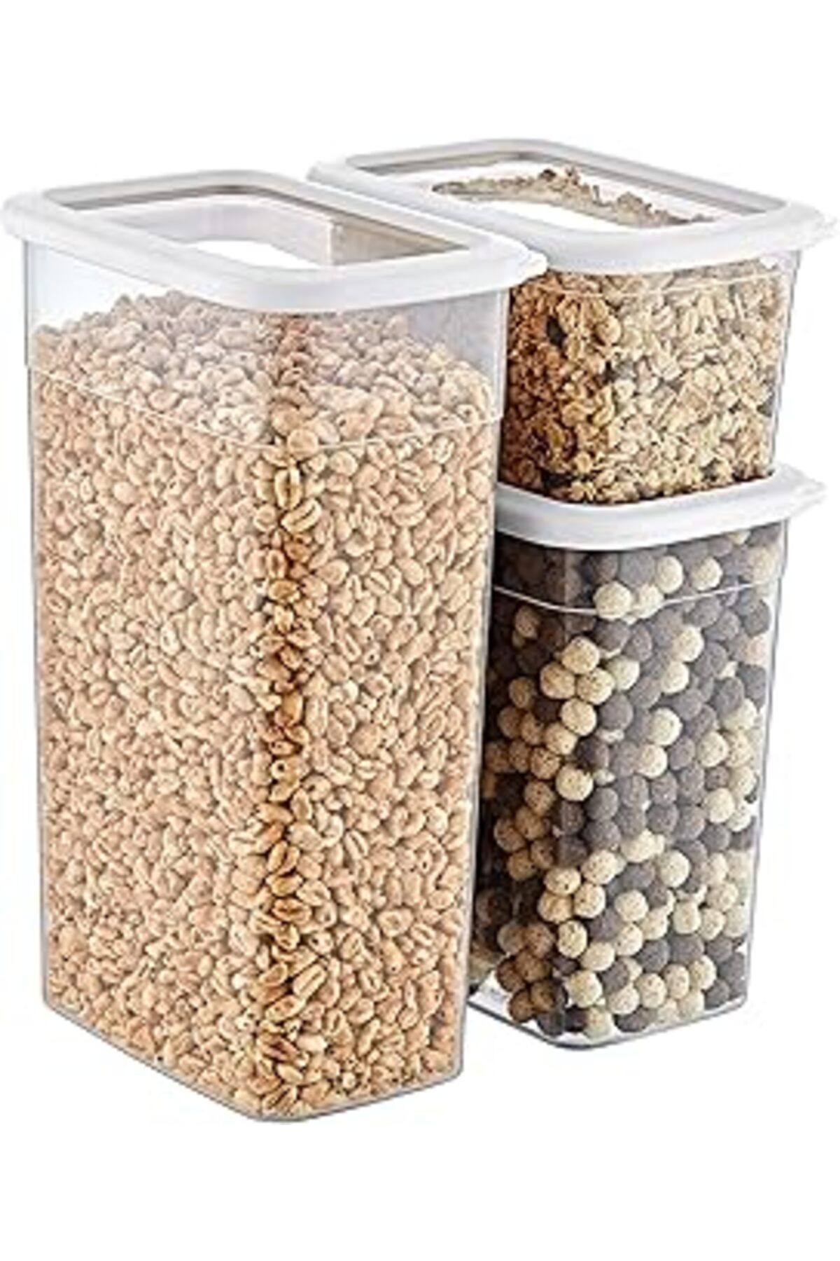 Pazarcan Smartware 8'Lı Set Skali Dikdörtgen Saklama Kabı Beyaz (8'Şer Adet 1210 Ml, 2350 Ml, 3500 Ml) -